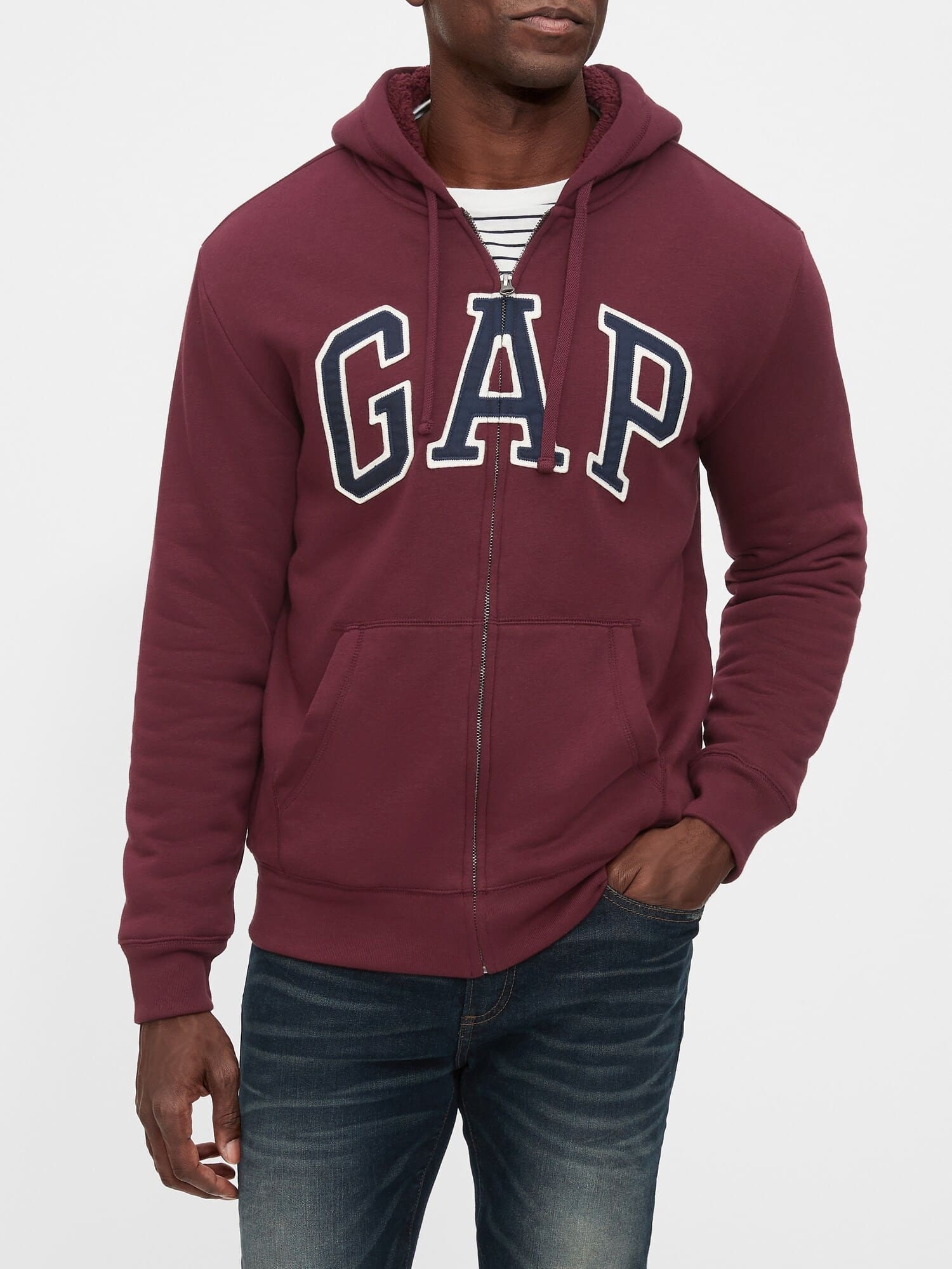 GAP červená pánská mikina s kapucí
