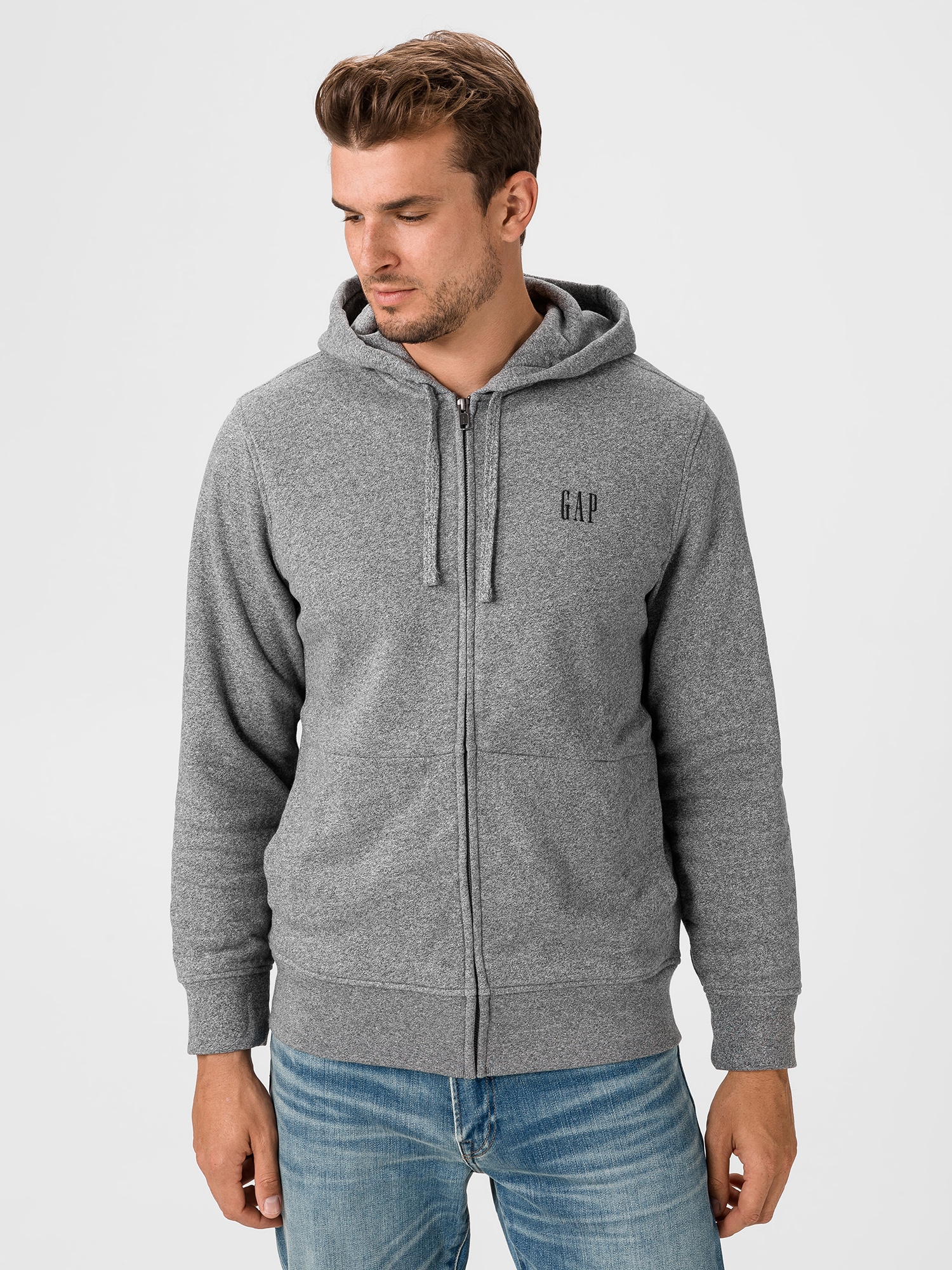 GAP šedá pánská mikina s kapucí