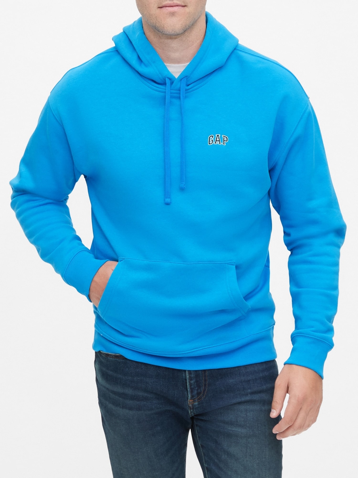 GAP modrá pánská mikina s kapucí