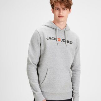Jack & Jones šedá pánská mikina s kapucí
