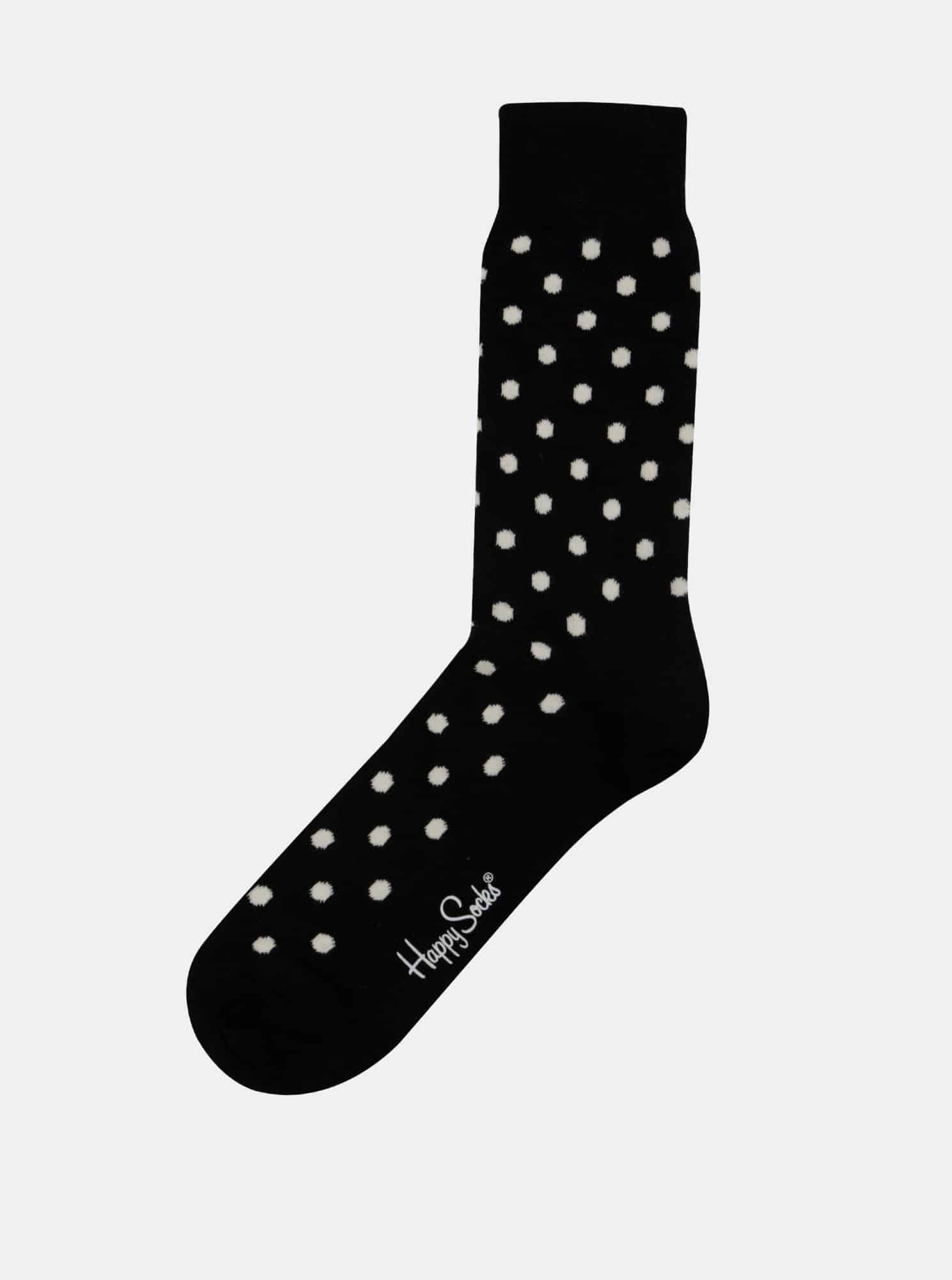 Černé ponožky s bílými puntíky Happy Socks Dot