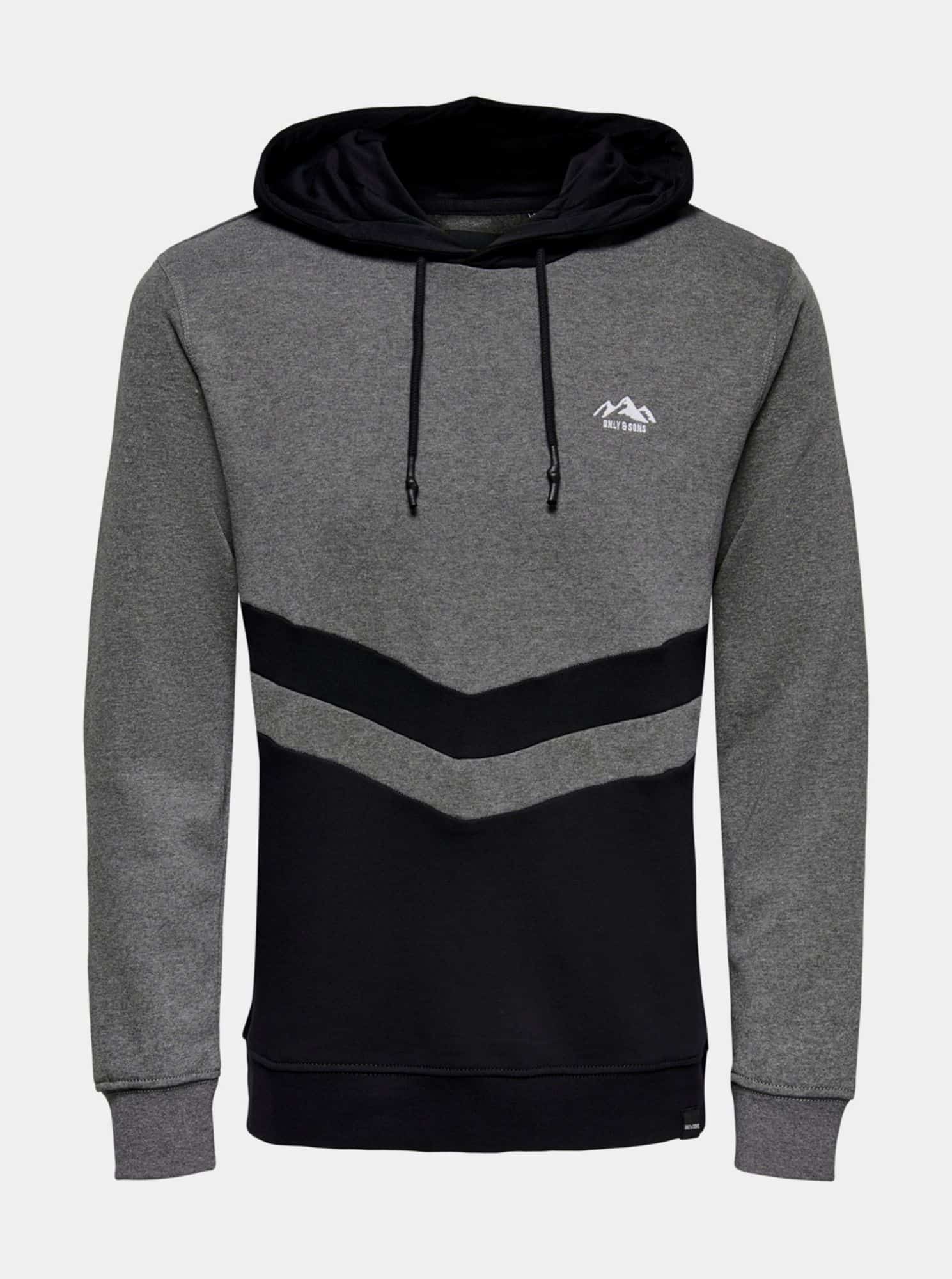 Šedo-černá mikina s kapucí ONLY & SONS Dive
