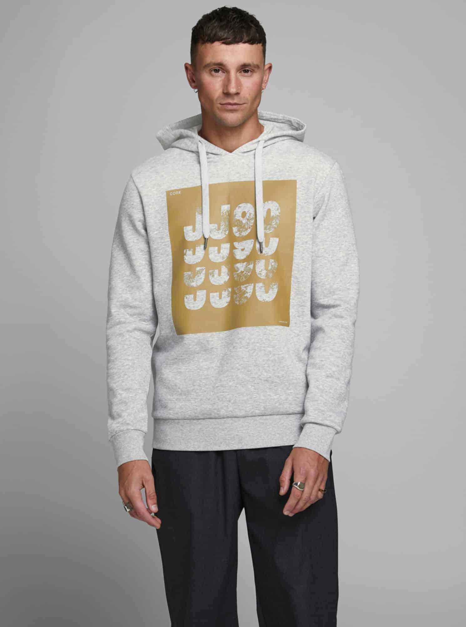 Jack & Jones šedá pánská mikina Fury s kapucí