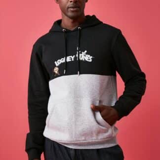 Šedo-černá pánská mikina s kapucí Trendyol