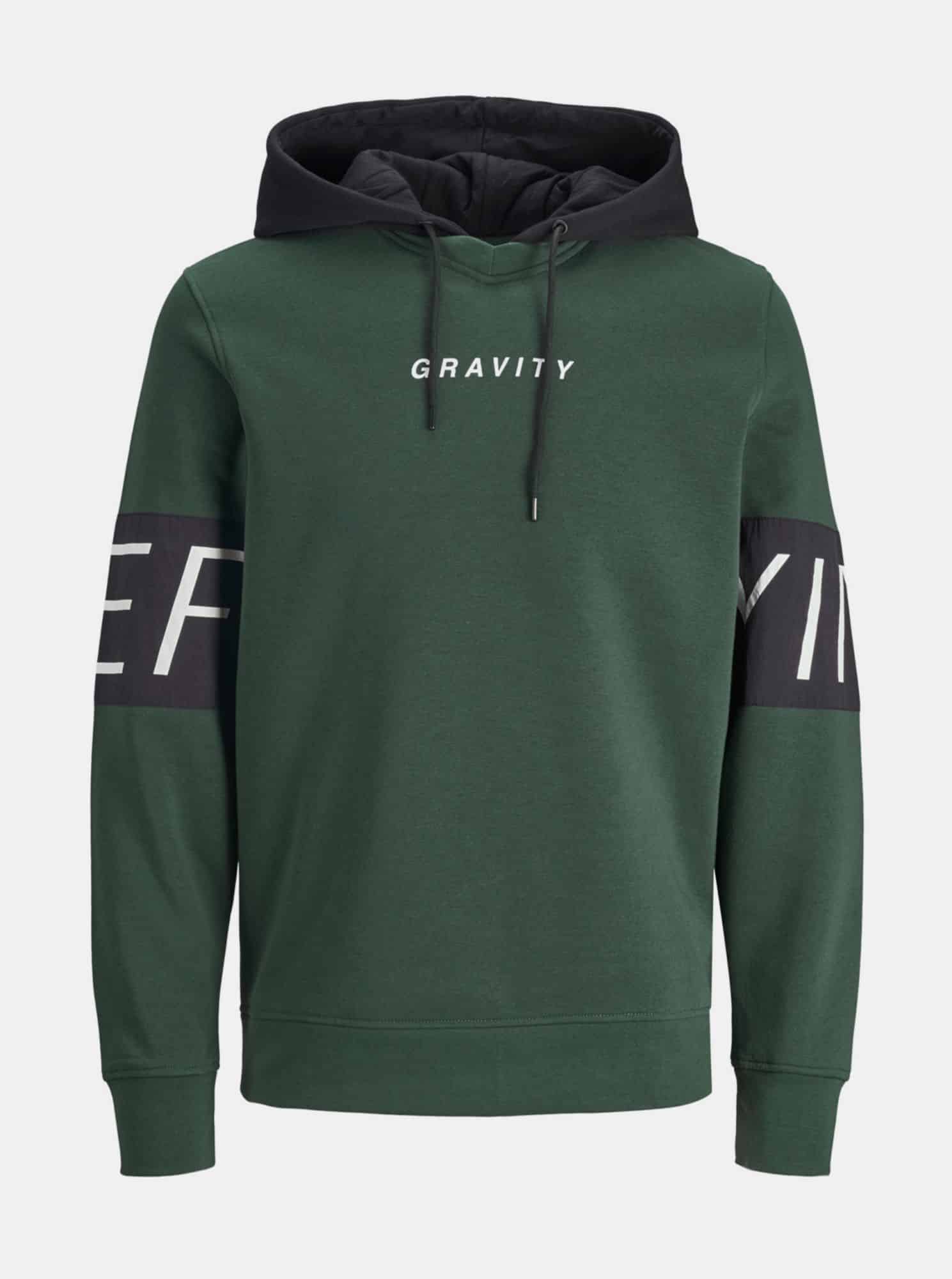 Jack & Jones zelená pánská mikina s kapucí