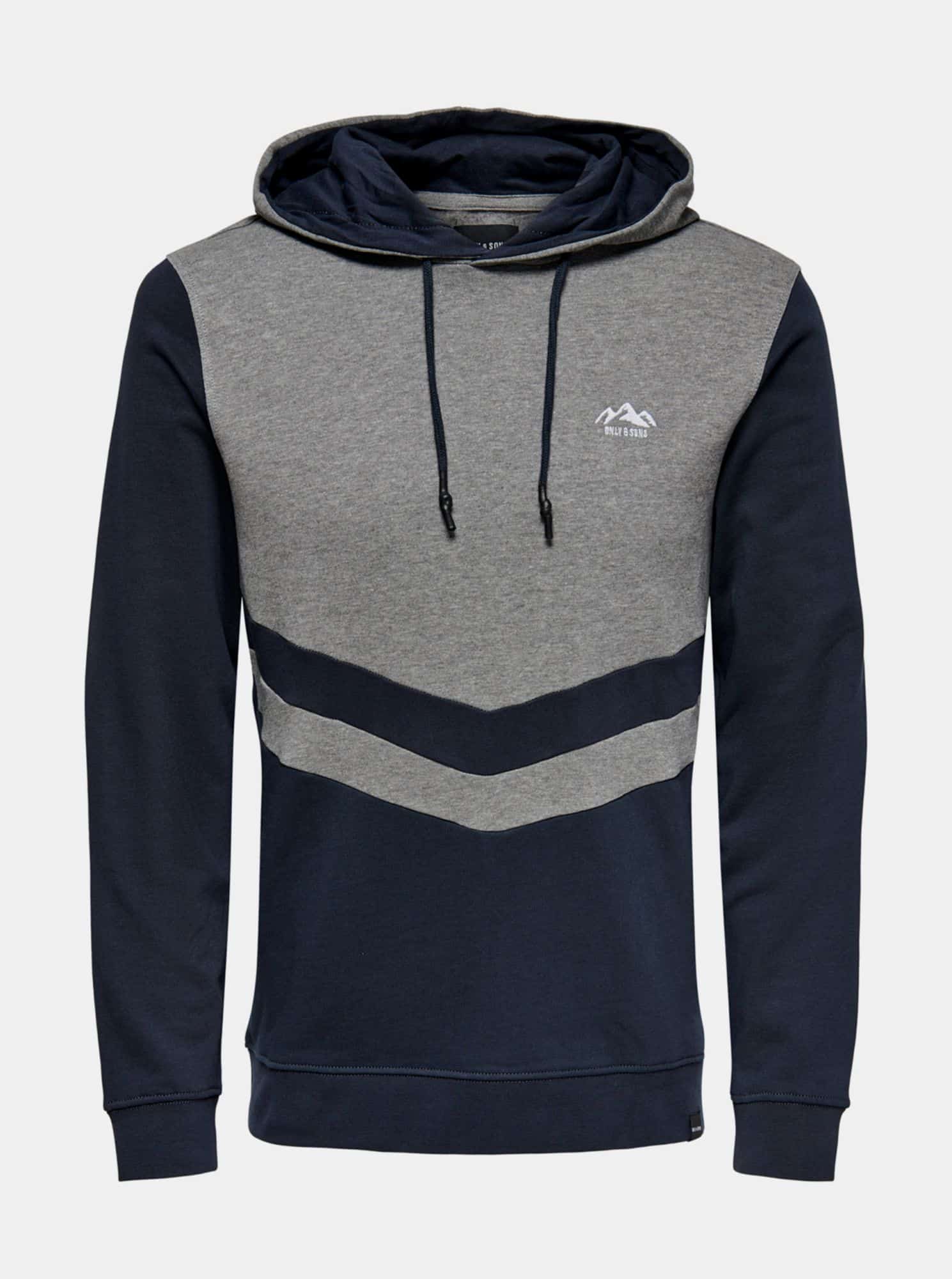 Šedo-modrá mikina s kapucí ONLY & SONS Dive