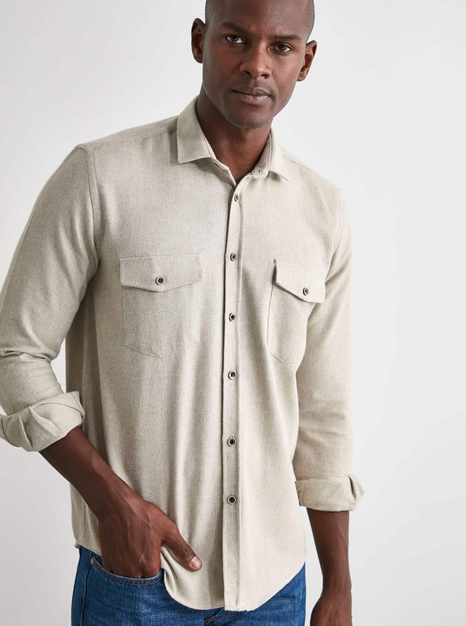 Krémová pánská košile Trendyol