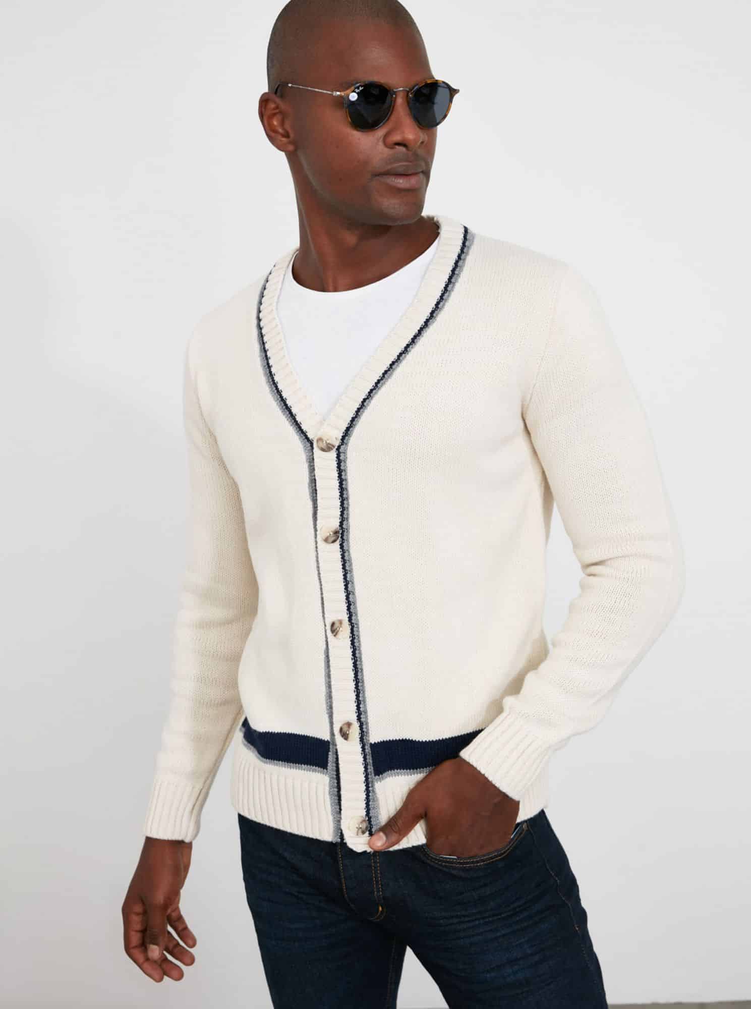 Krémový pánský kardigan Trendyol