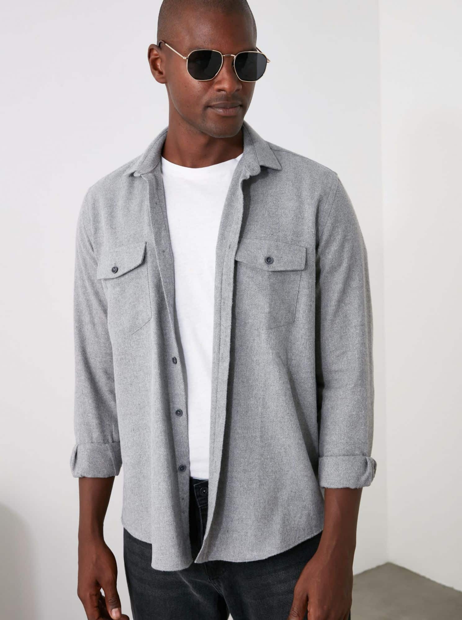 Šedá pánská košile Trendyol