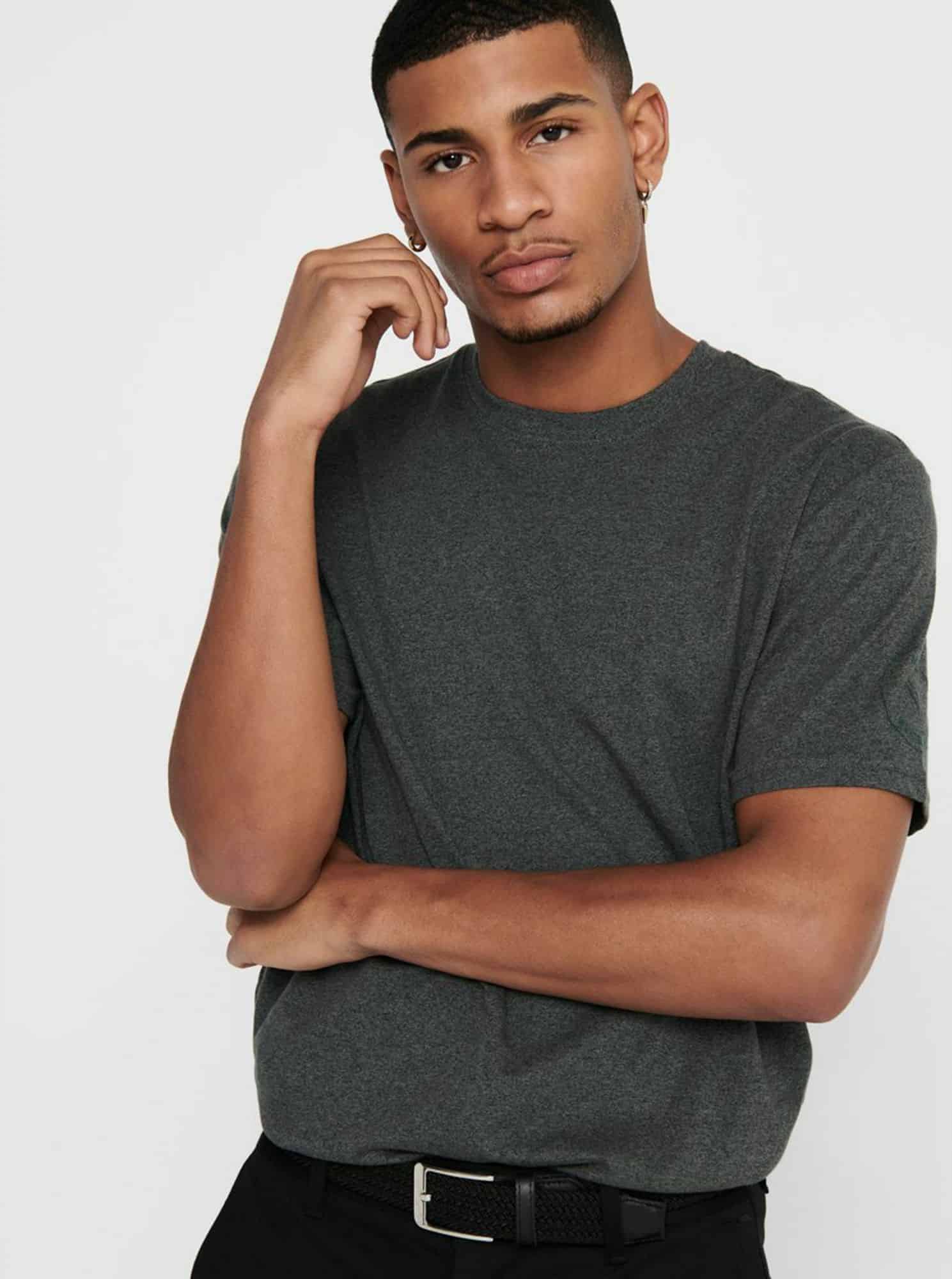 Šedé basic tričko ONLY & SONS Dion