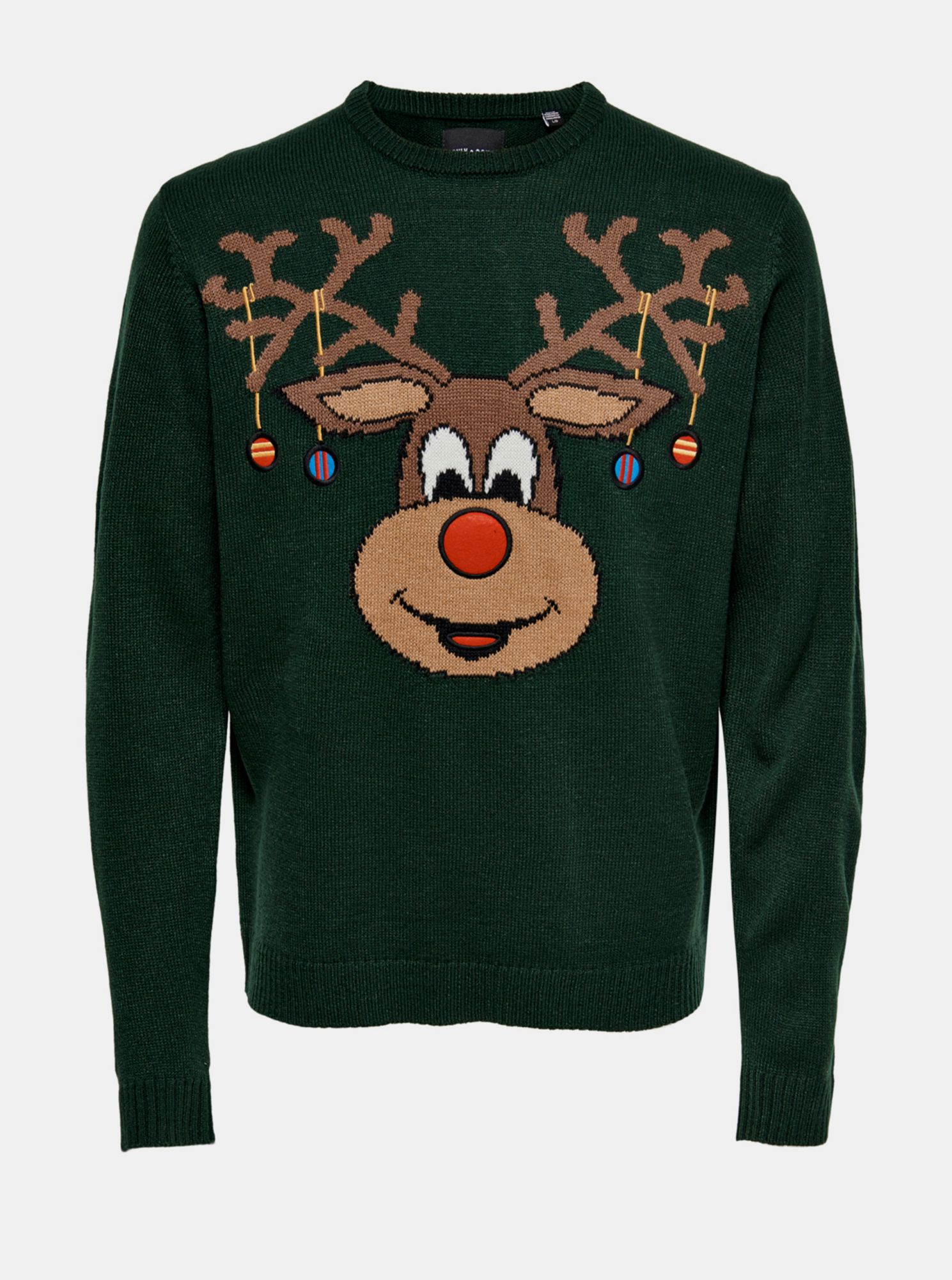 Zelený svetr s vánoční motivem ONLY & SONS Xmas