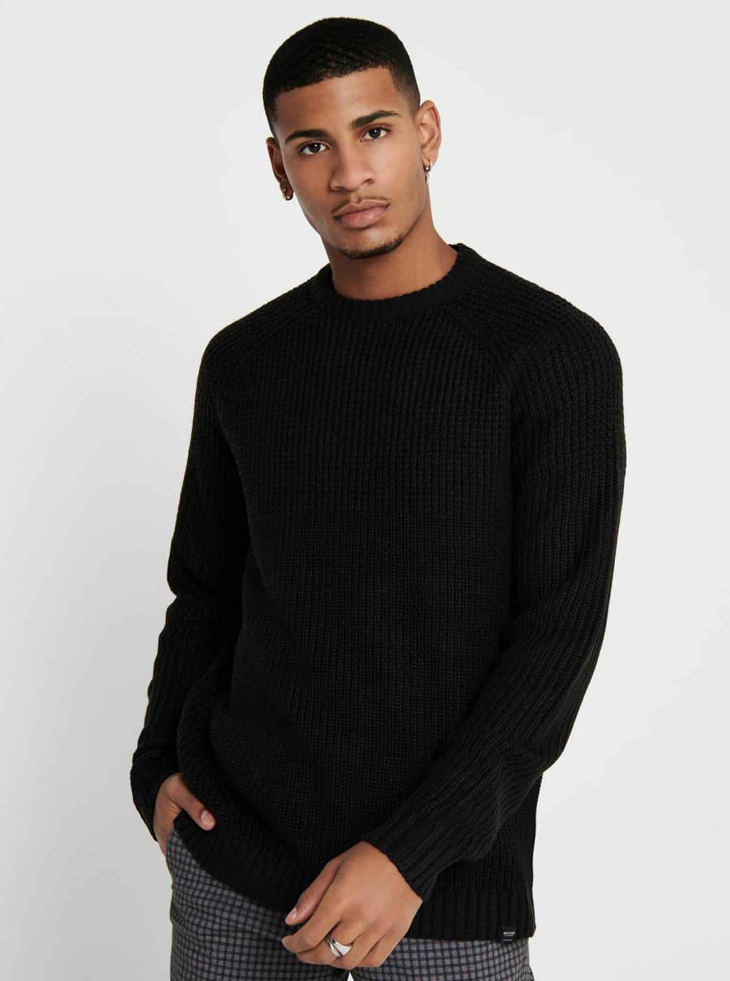 Černý svetr ONLY & SONS Kelvin