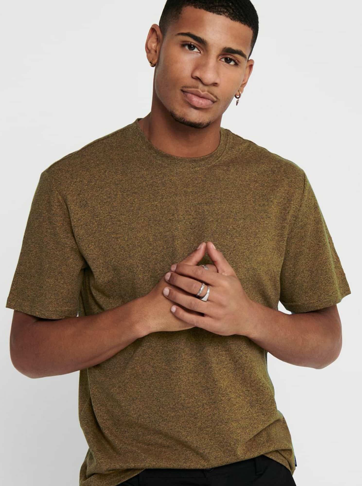 Hnědé basic tričko ONLY & SONS Dion