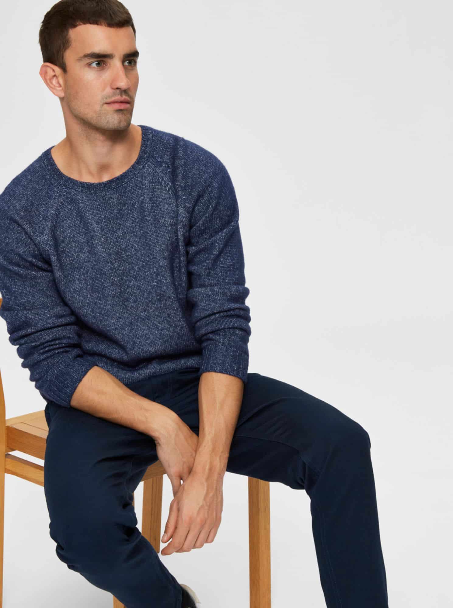 Selected Homme modrý pánský svetr