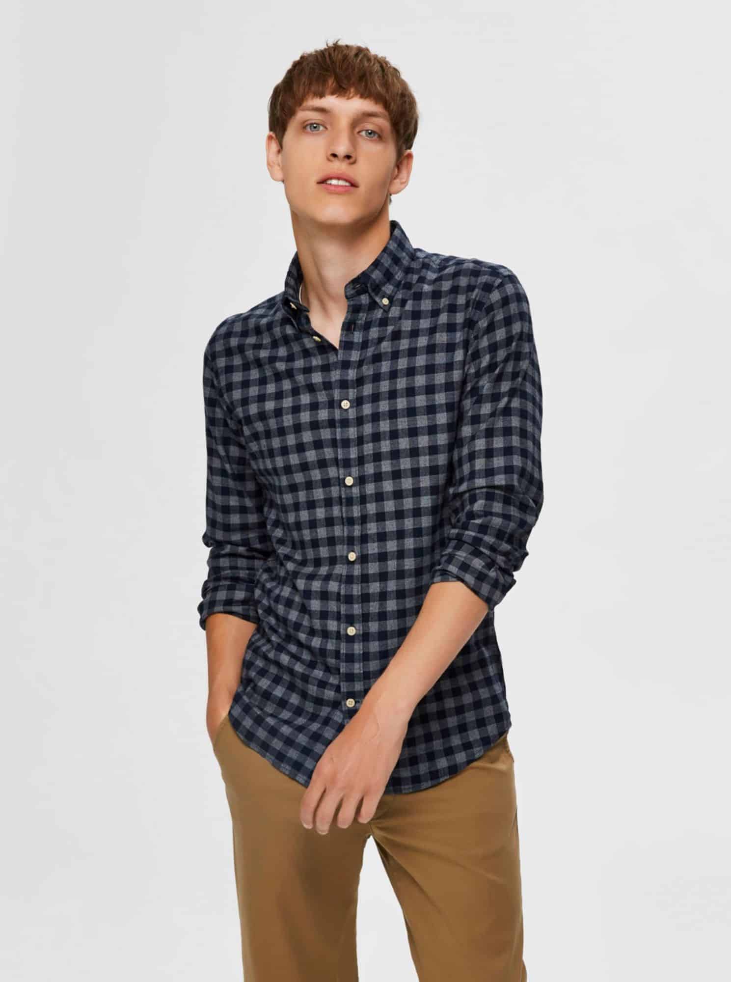 Selected Homme tmavě modrá kostkovaná košile Flannel