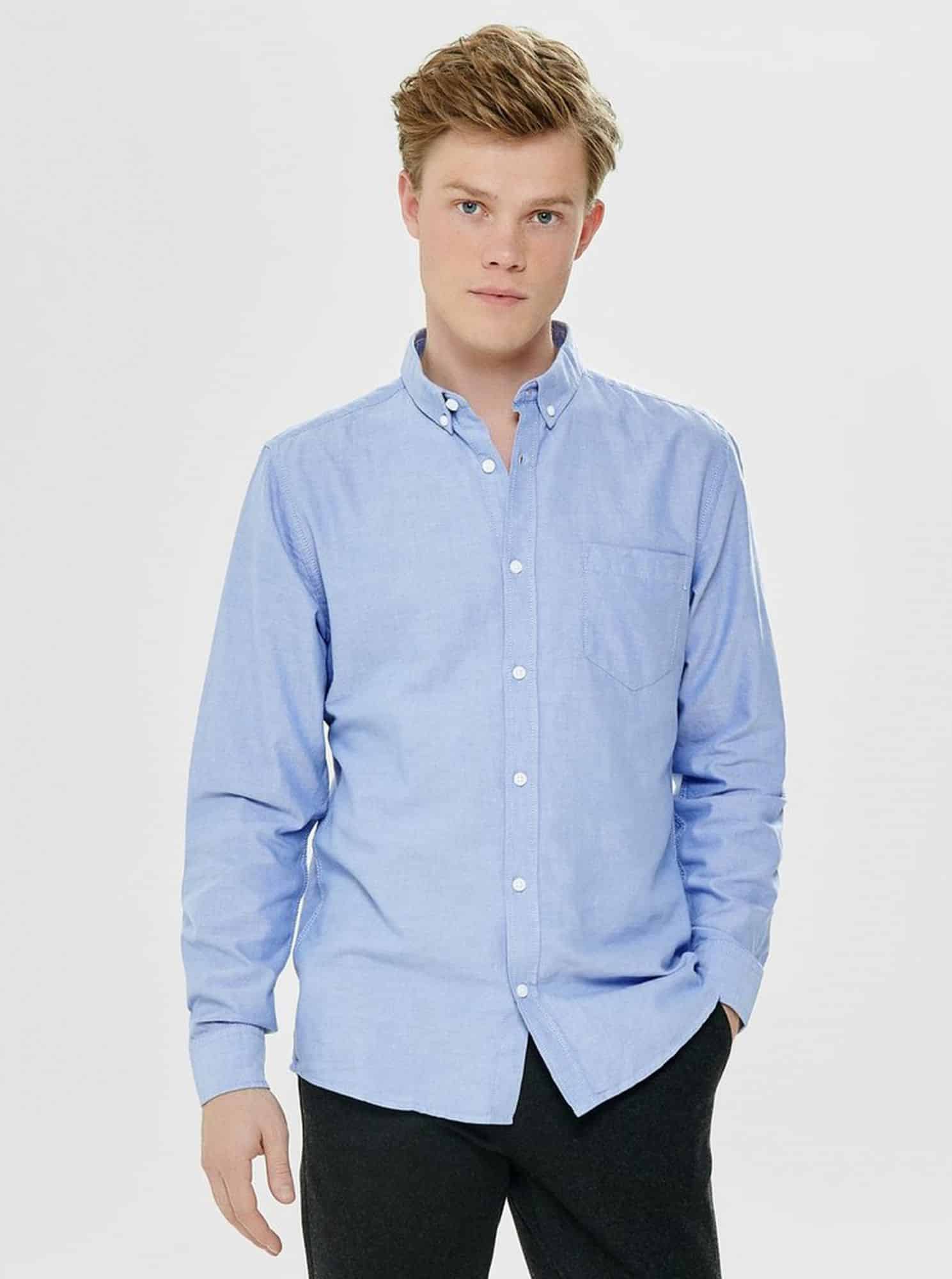 ONLY & SONS modré pánská košile Alvaro