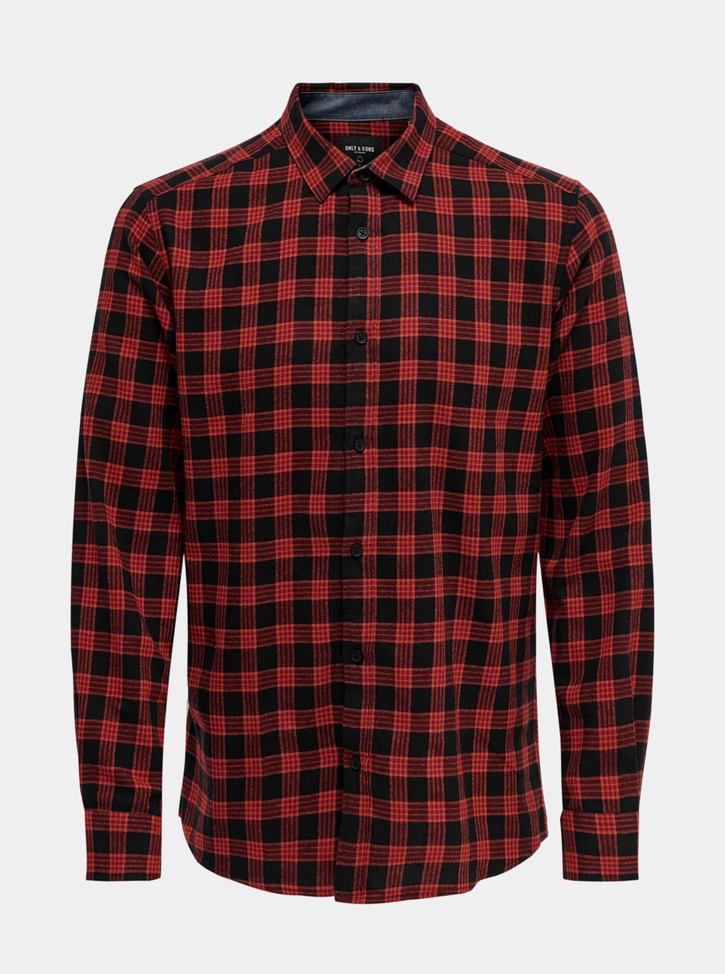ONLY & SONS červená pánská kostkovaná košile