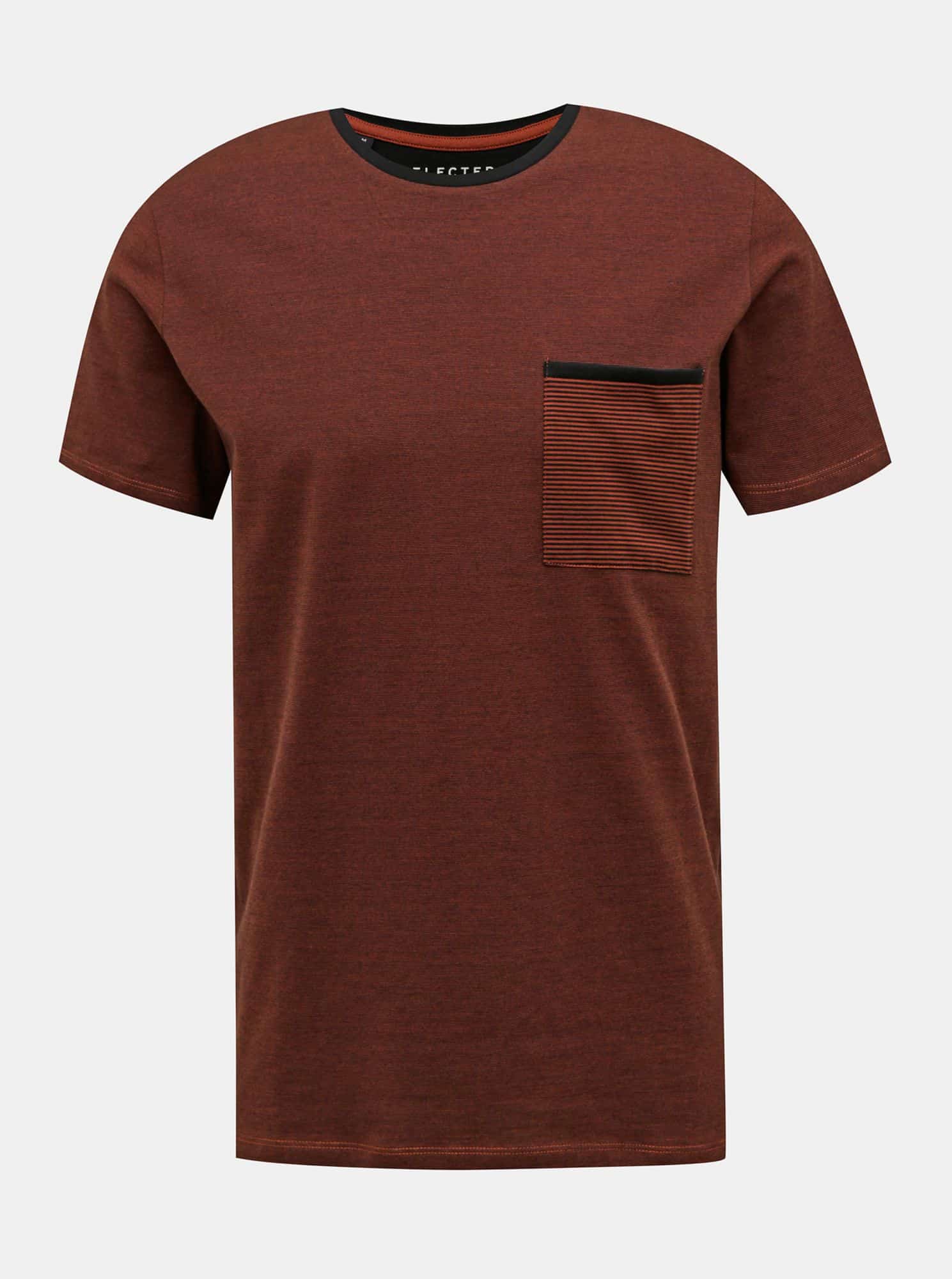 Selected Homme hnědé pánské tričko New Poe