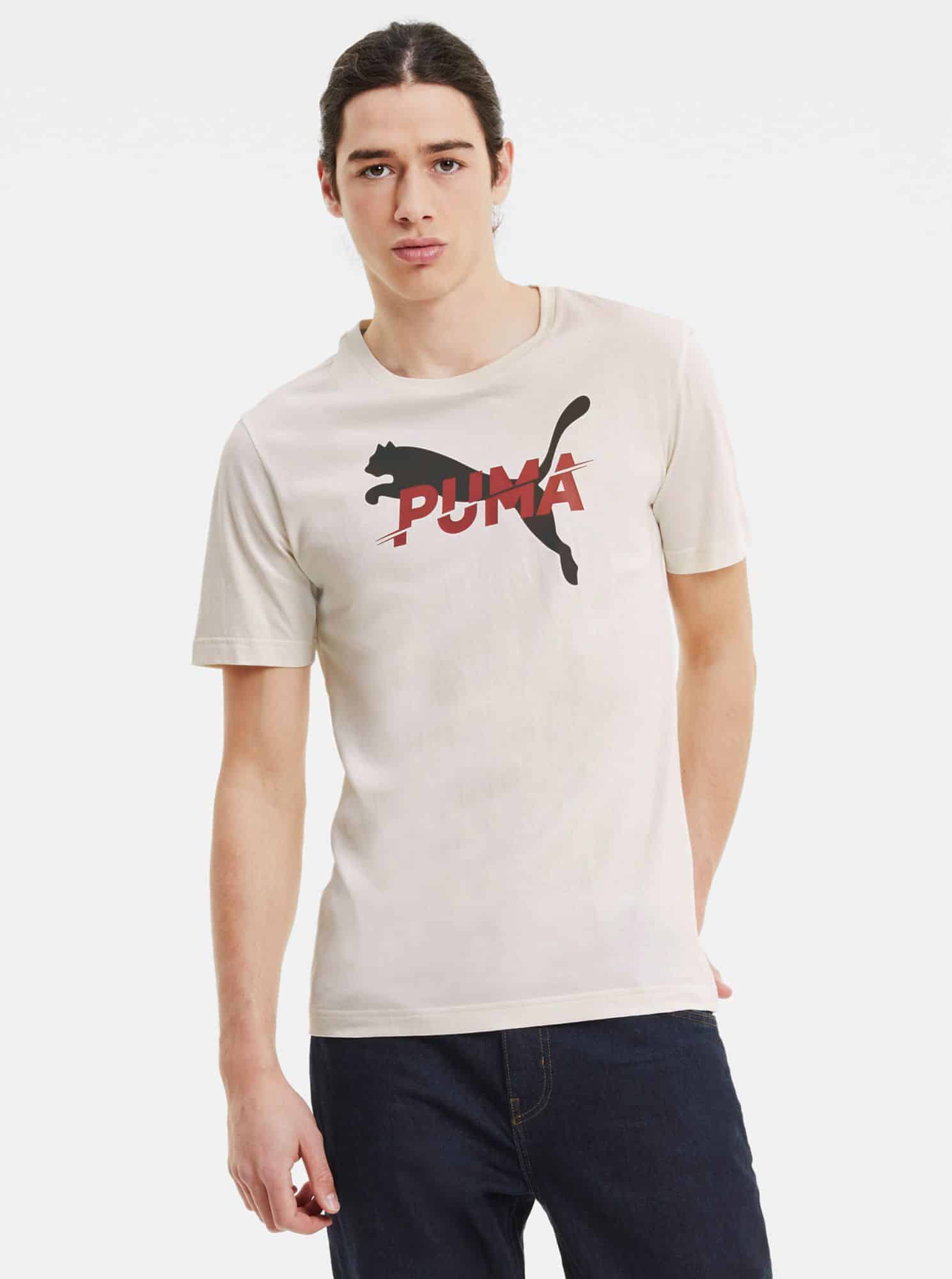 Krémové pánské tričko s potiskem Puma
