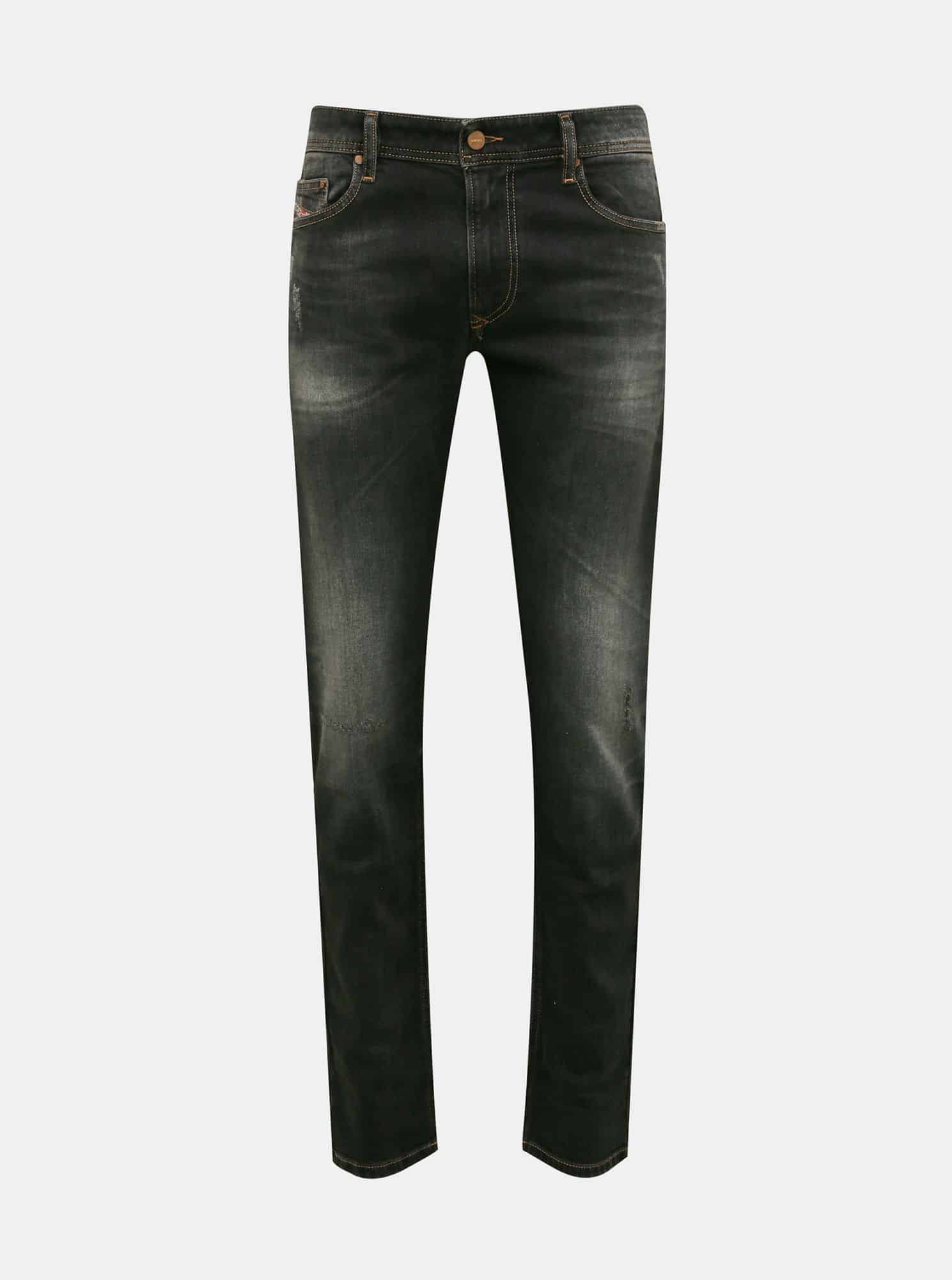 Černé pánské straight fit džíny Diesel