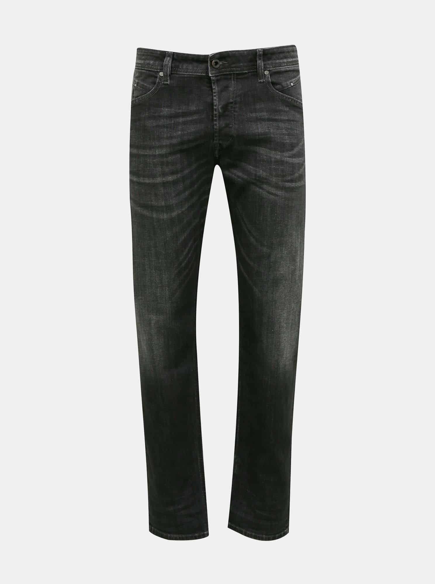 Tmavě šedé pánské straight fit džíny Diesel