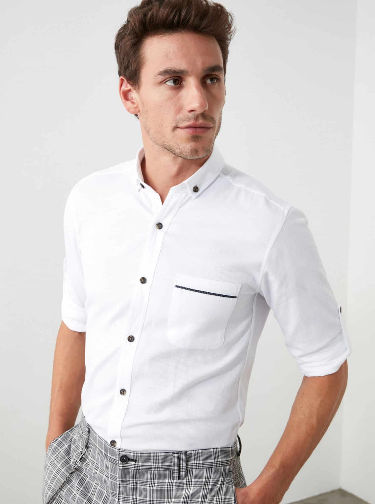 Bílá pánská košile Trendyol