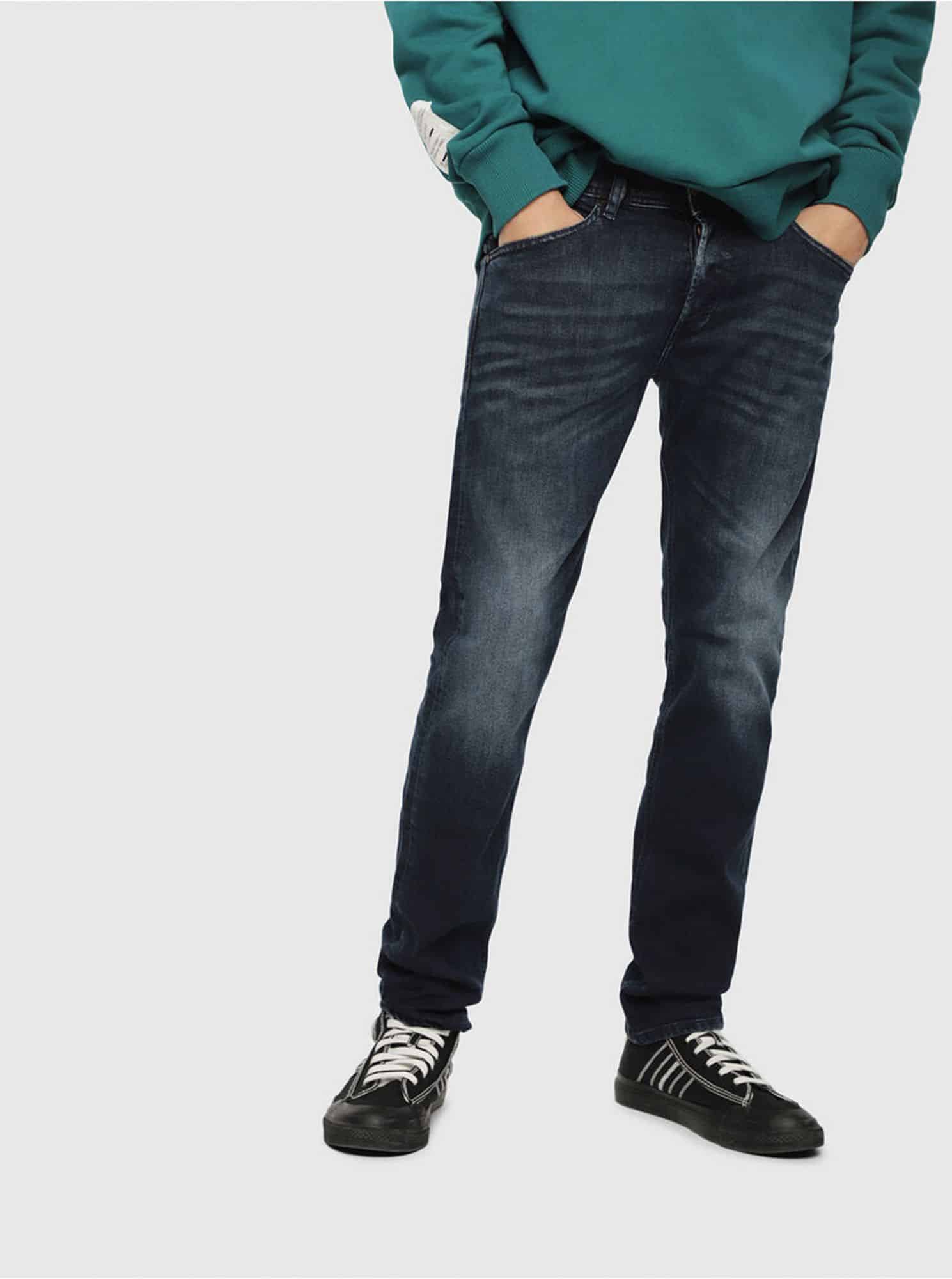 Tmavě modré pánské slim fit džíny Diesel