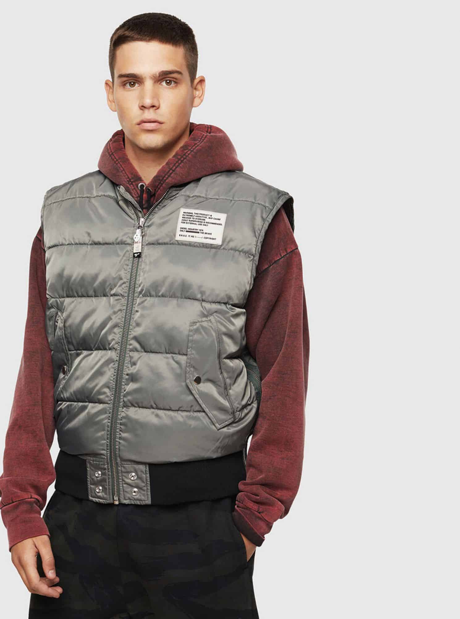 Šedá pánská prošívaná vesta Diesel