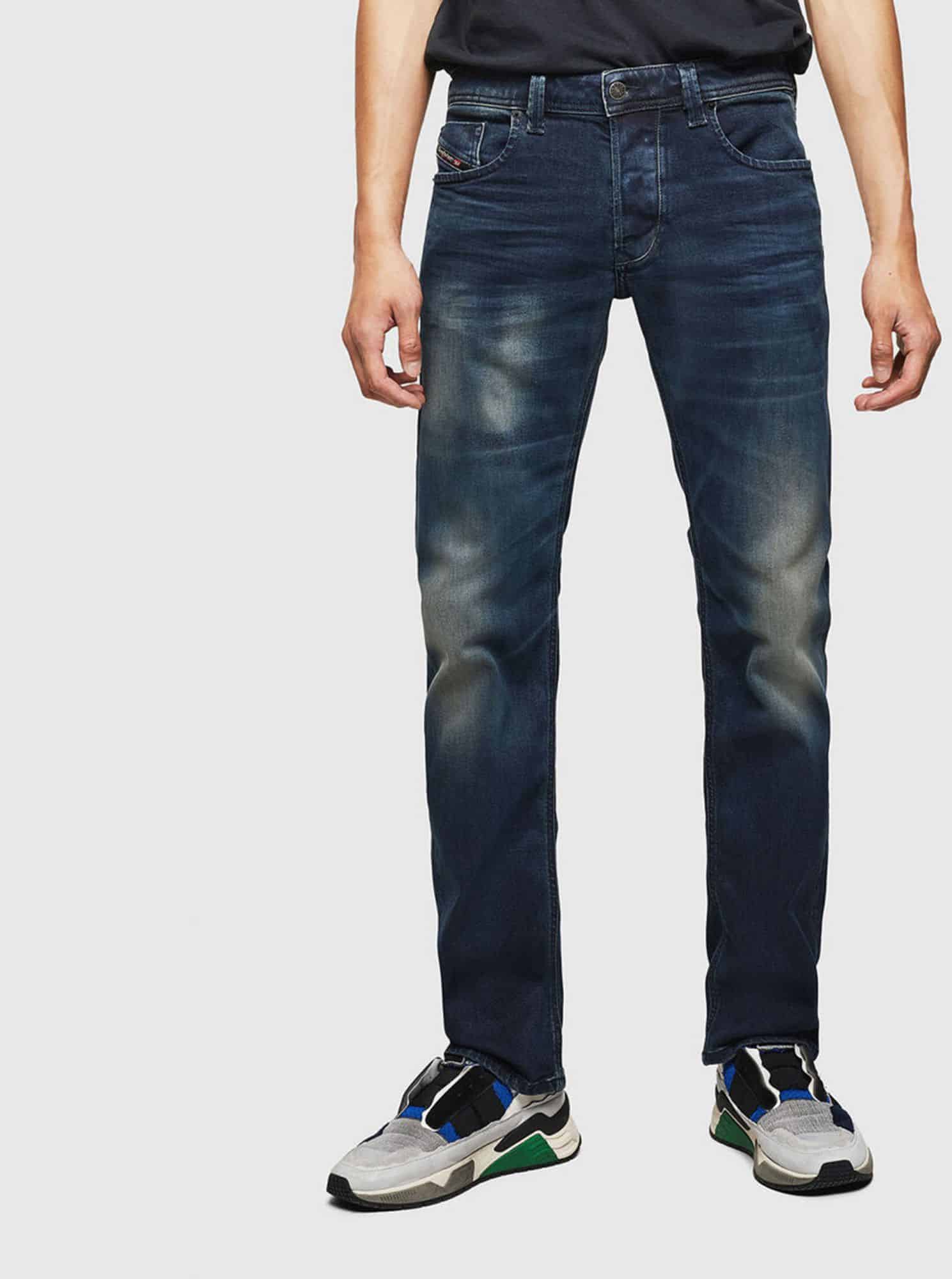 Tmavě modré pánské straight fit džíny Diesel
