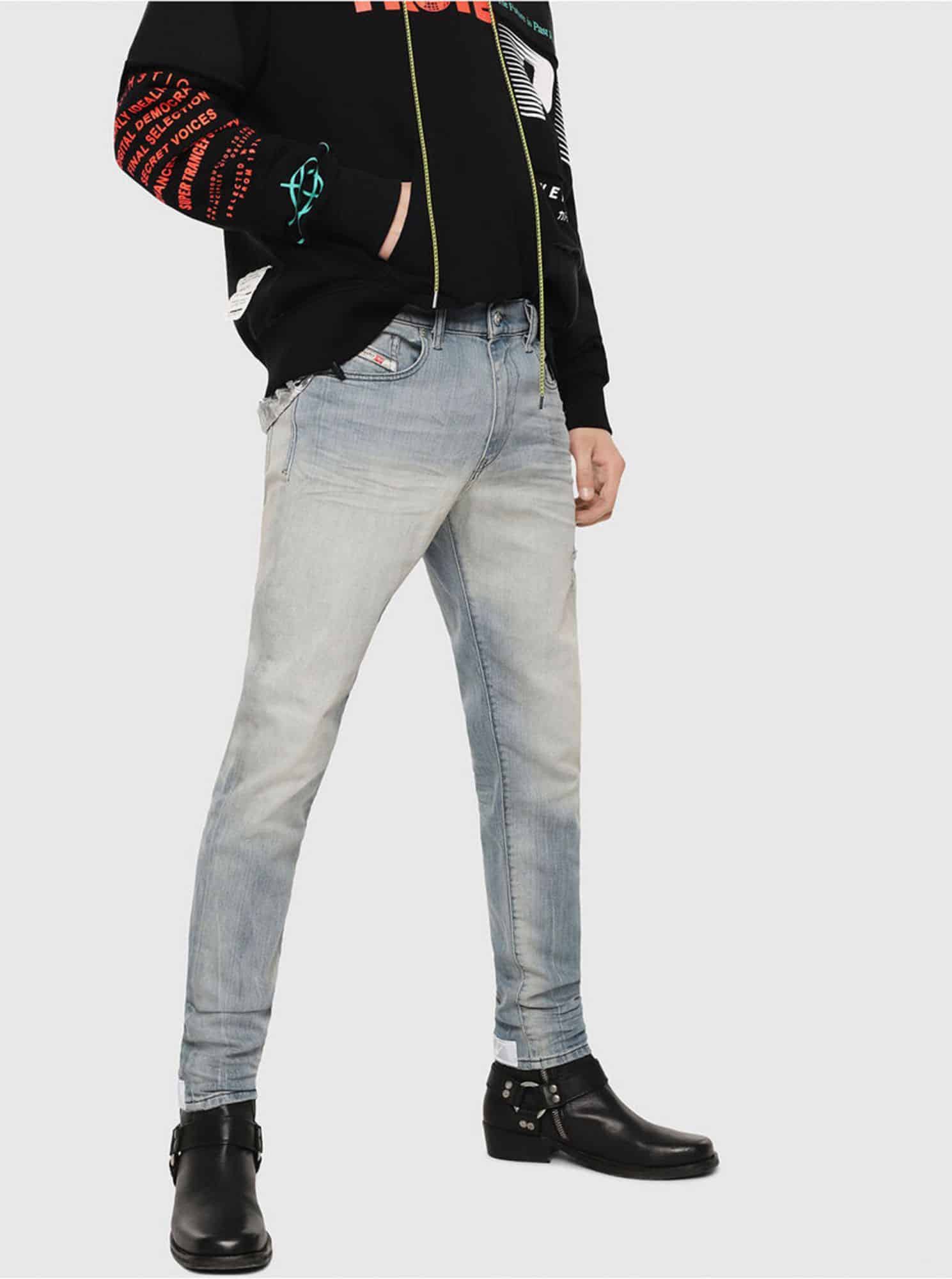 Světle modré pánské straight fit džíny Diesel