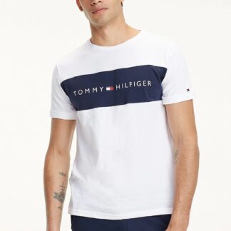 Tommy Hilfiger bílé pánské tričko CN SS Tee Logo Flag Basic