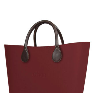 O bag  kabelka Urban Ruby Red s hnědými krátkými koženkovými držadly