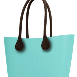 O bag  tyrkysová Urban kabelka Tiffany s hnědými dlouhými koženkovými držadly