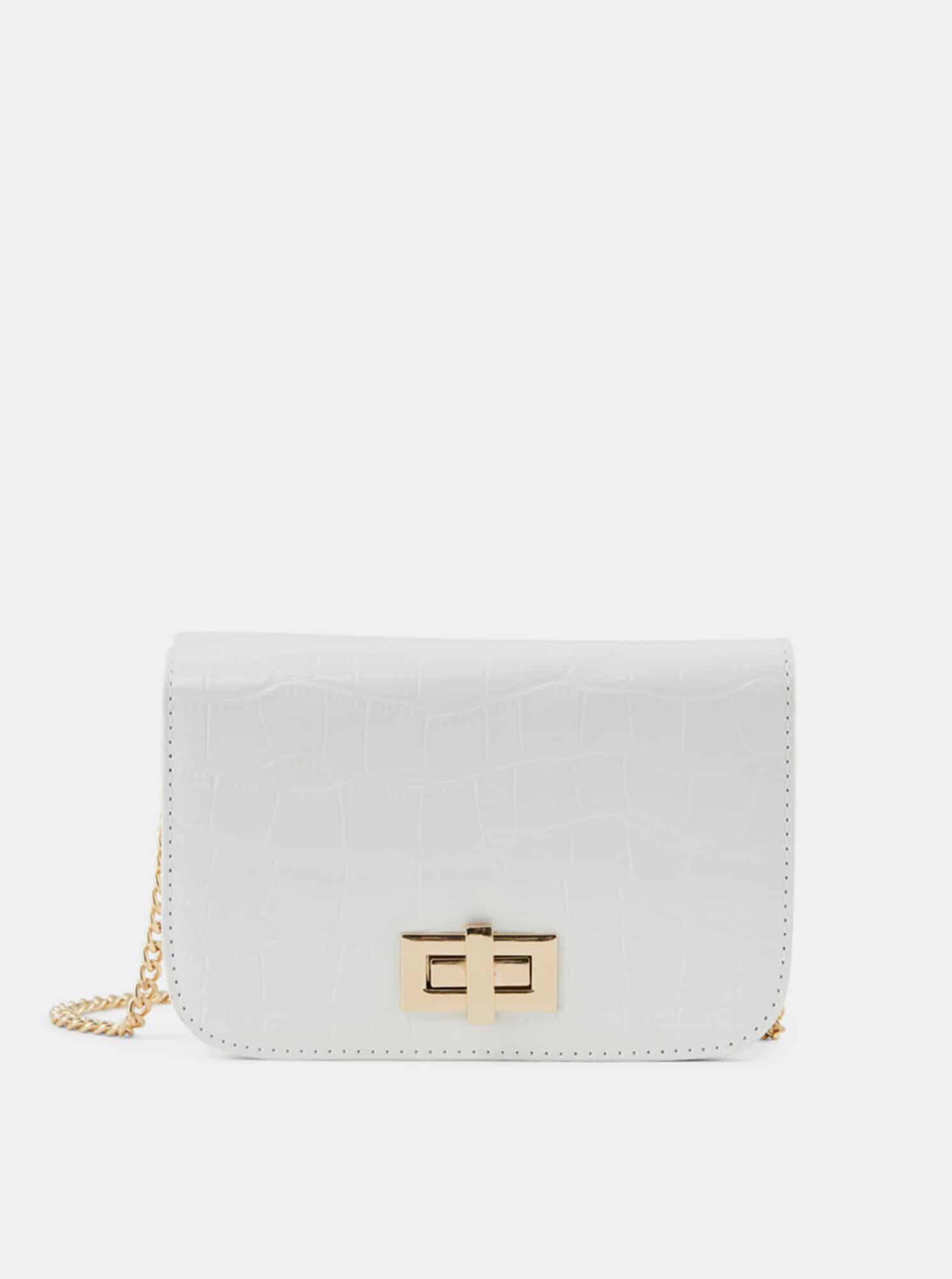 Pieces bílá crossbody kabelka s hadím vzorem