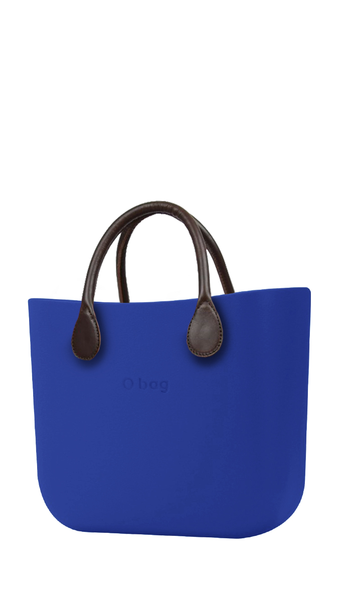 O bag modrá kabelka Blue Maya s hnědými krátkými koženkovými držadly