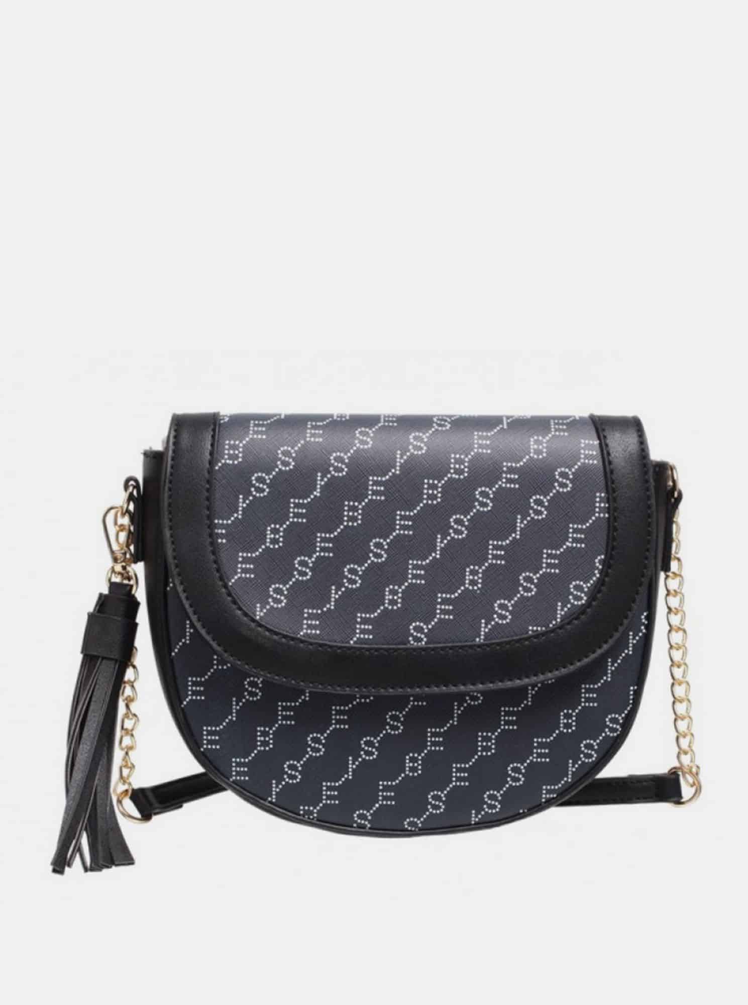 Tmavě modrá vzorovaná crossbody kabelka Bessie London
