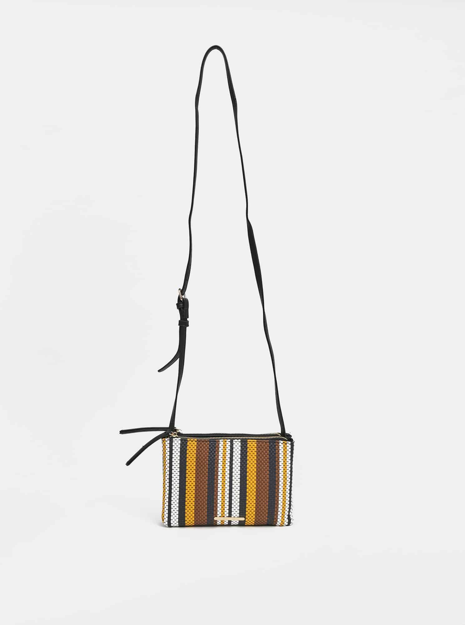 Hnědo-černá pruhovaná crossbody kabelka Bessie London