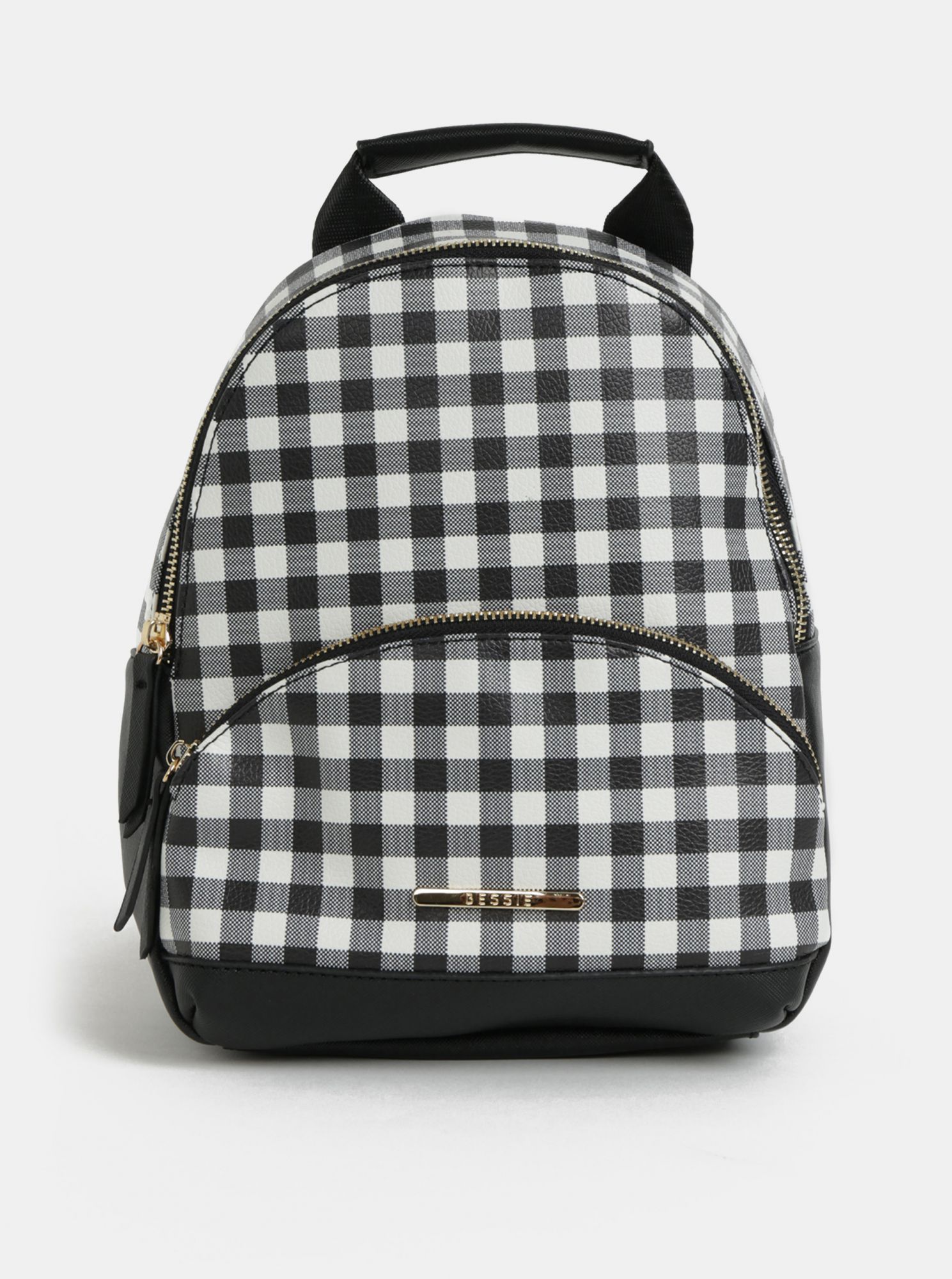 Bílo-černý kostkovaný batoh Bessie London