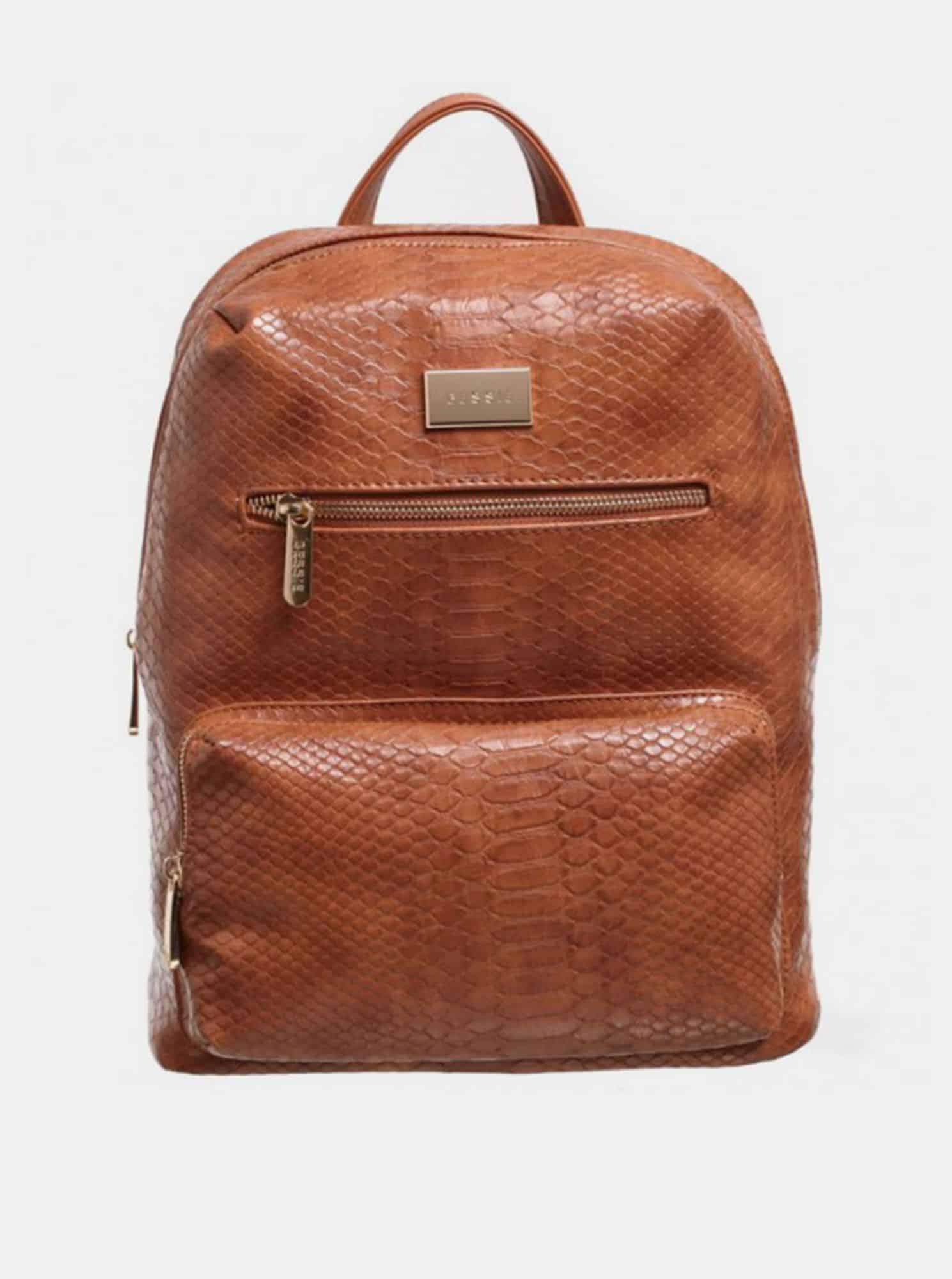 Hnědý batoh s krokodýlím vzorem Bessie London