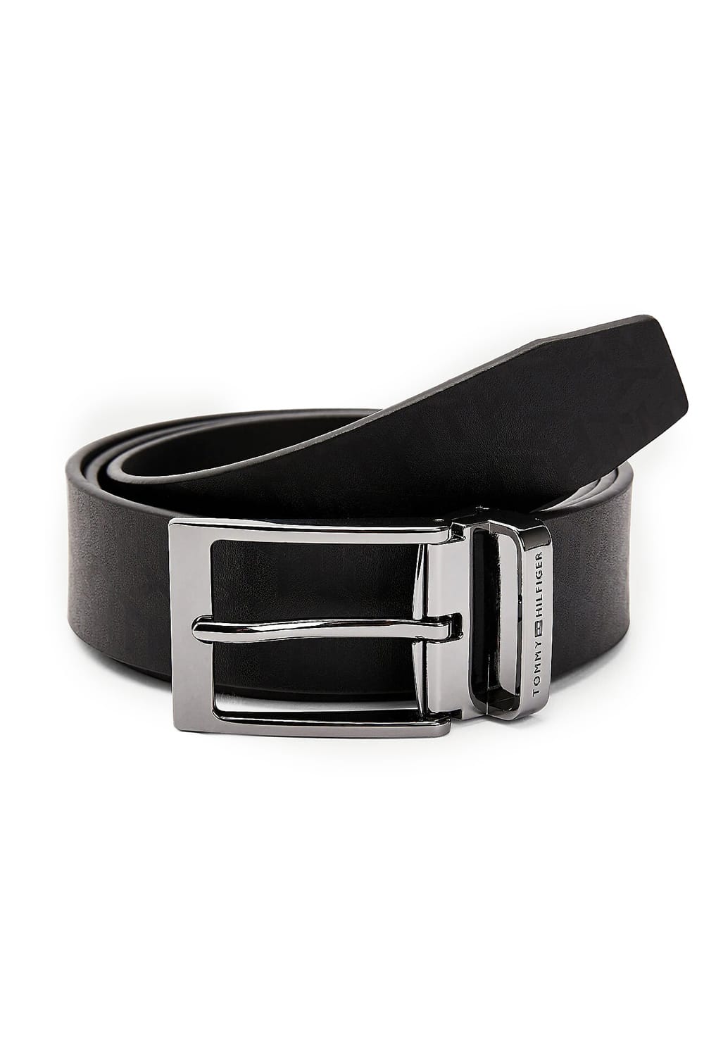 Tommy Hilfiger černý pánský pásek Layton Travel Monogram Rev 3.5 Black/Navy