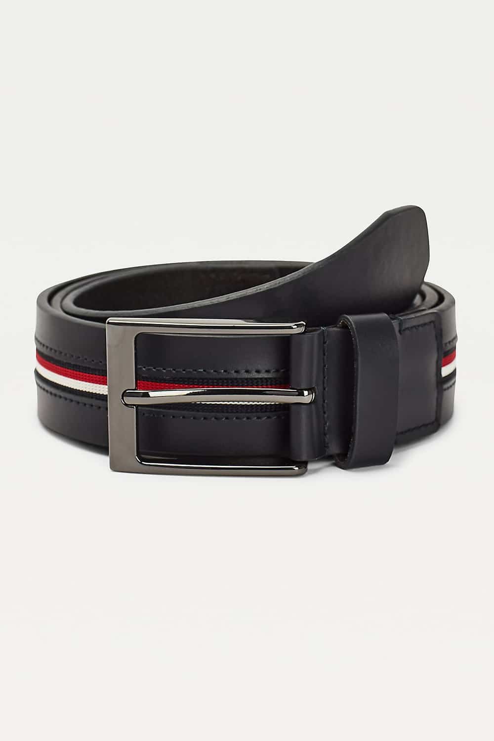 Tommy Hilfiger tmavě modrý pánský pásek Layton Inlay 3.5 Desert Sky