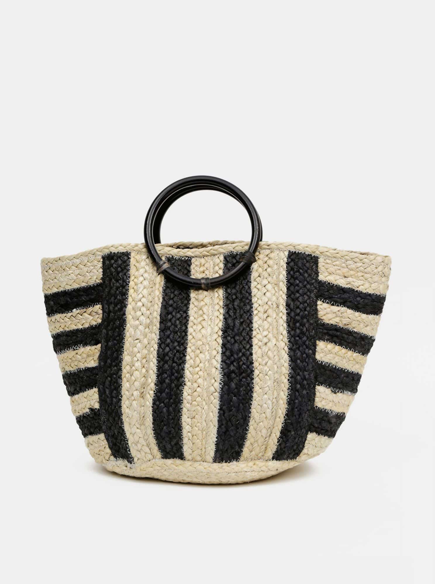 Černo-hnědá jutová taška Pieces Arilla