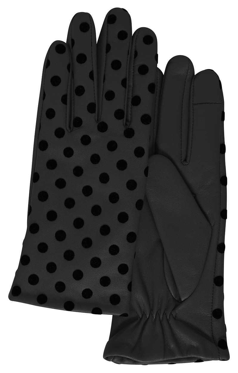 Ichi černé puntíkované rukavice A Fiona