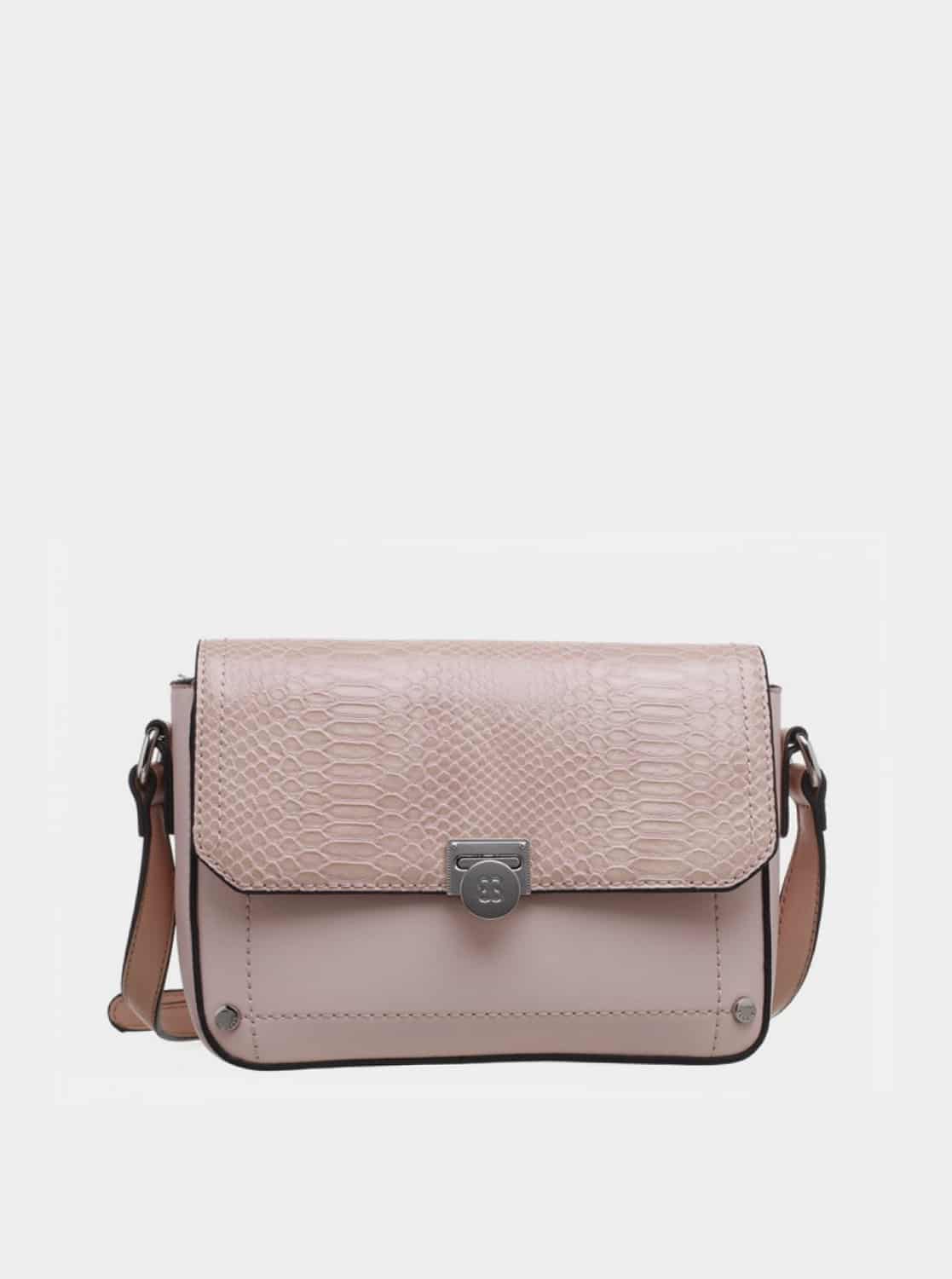Starorůžová crossbody kabelka s hadím vzorem Bessie London