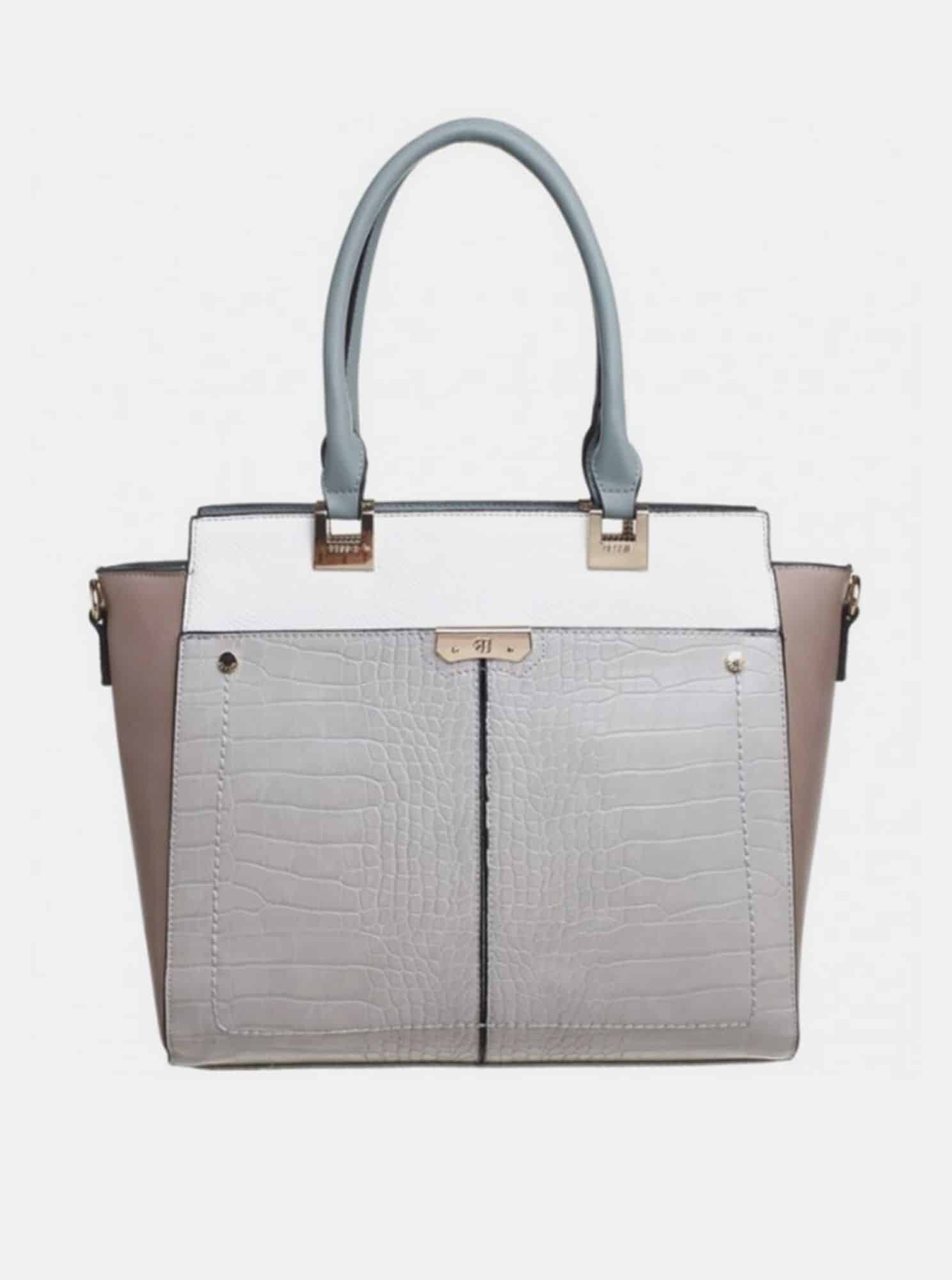 Světle šedá kabelka s krokodýlím vzorem Bessie London