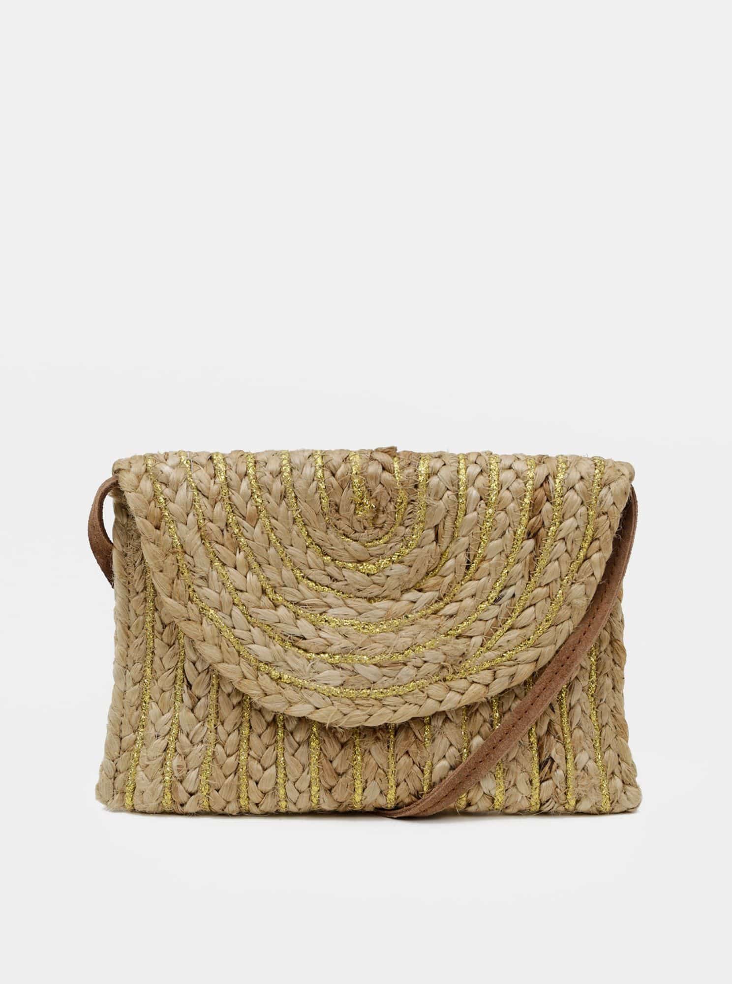 Béžová jutová crossbody kabelka Pieces Mecky