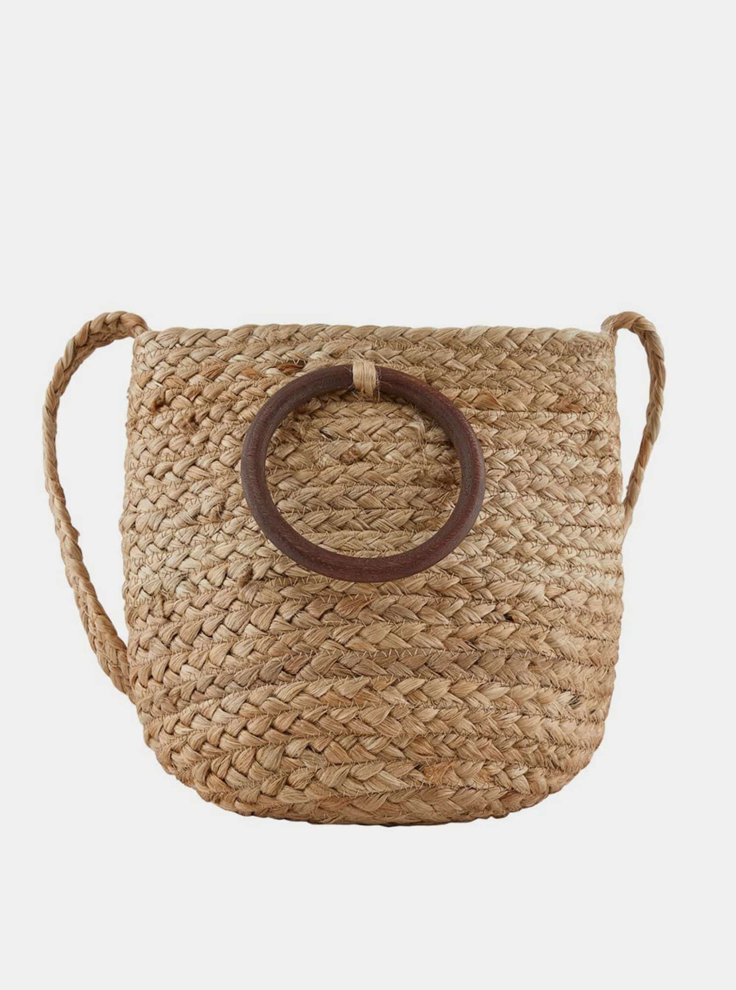 Hnědá jutová kabelka Pieces Nita