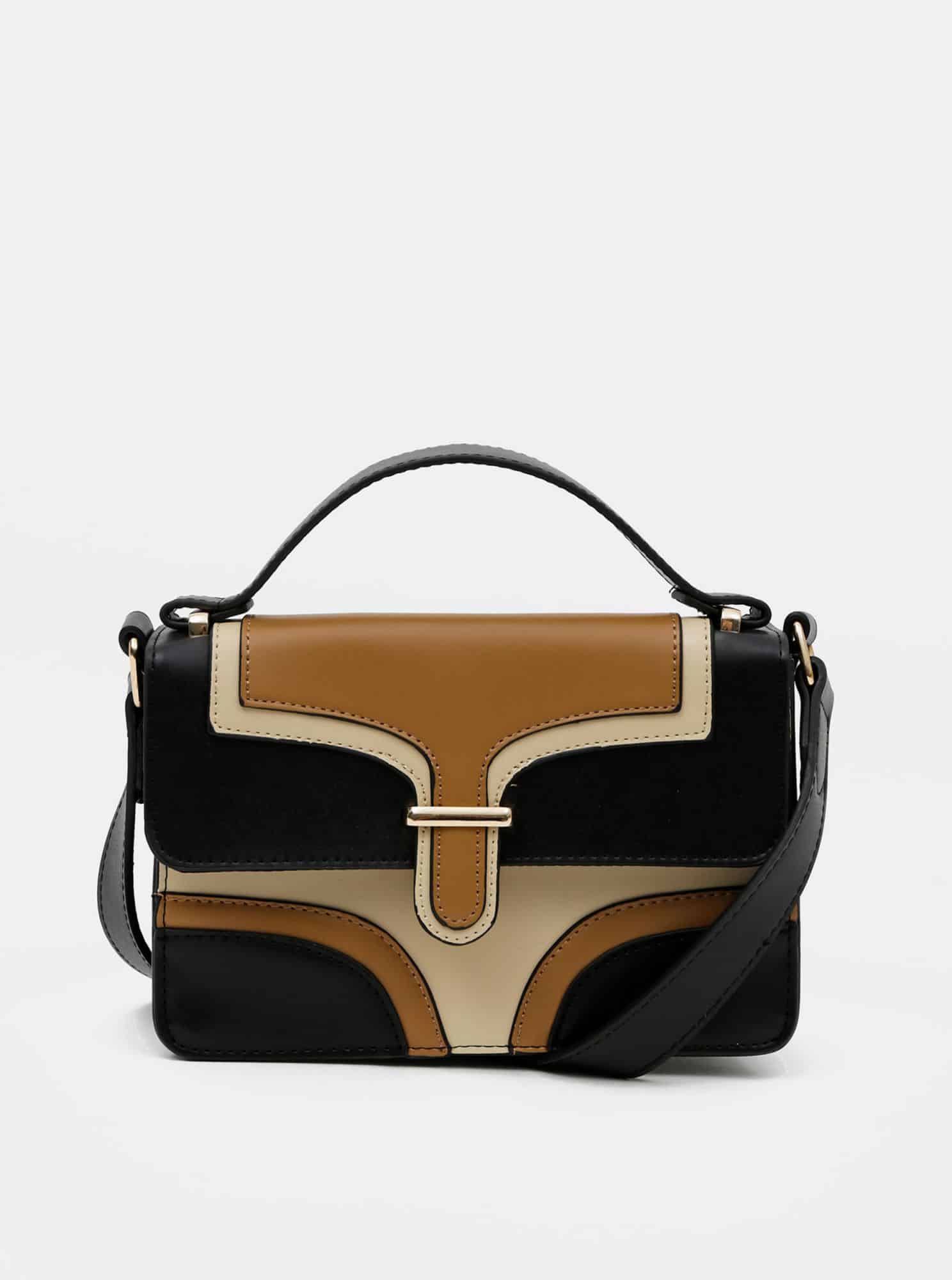 Hnědo-černá crossbody kabelka Pieces Aflicka