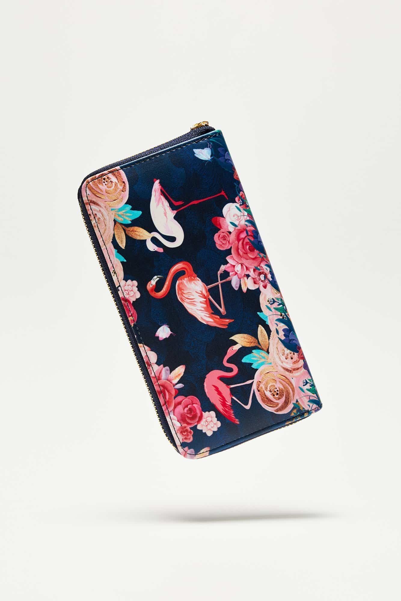 Moodo tmavě modrá peněženka s plameňáky