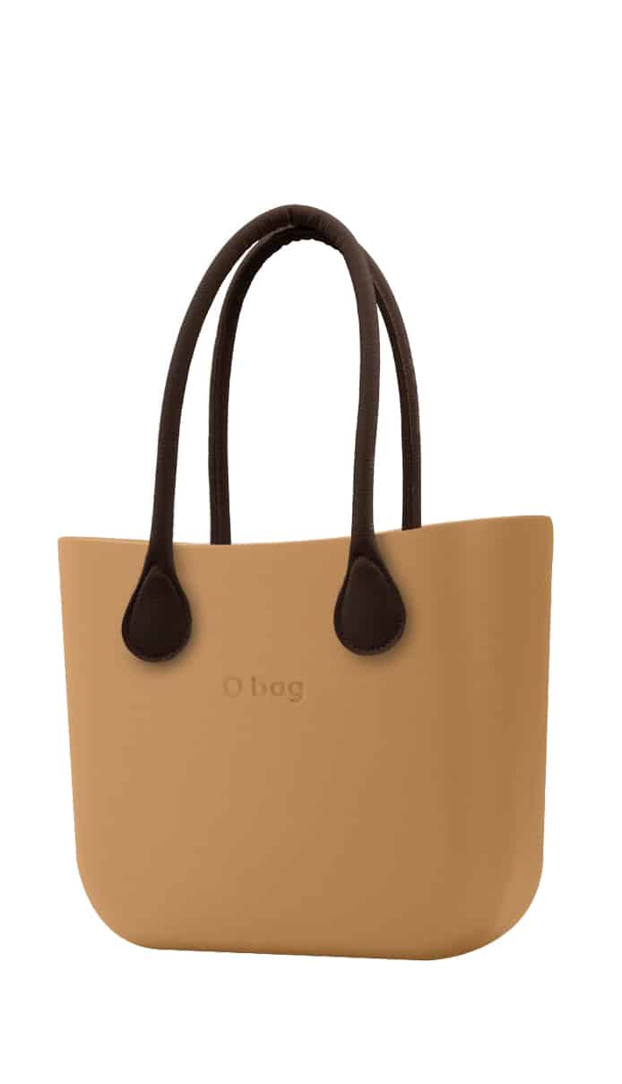 O bag kabelka Biscotto s hnědými dlouhými koženkovými držadly